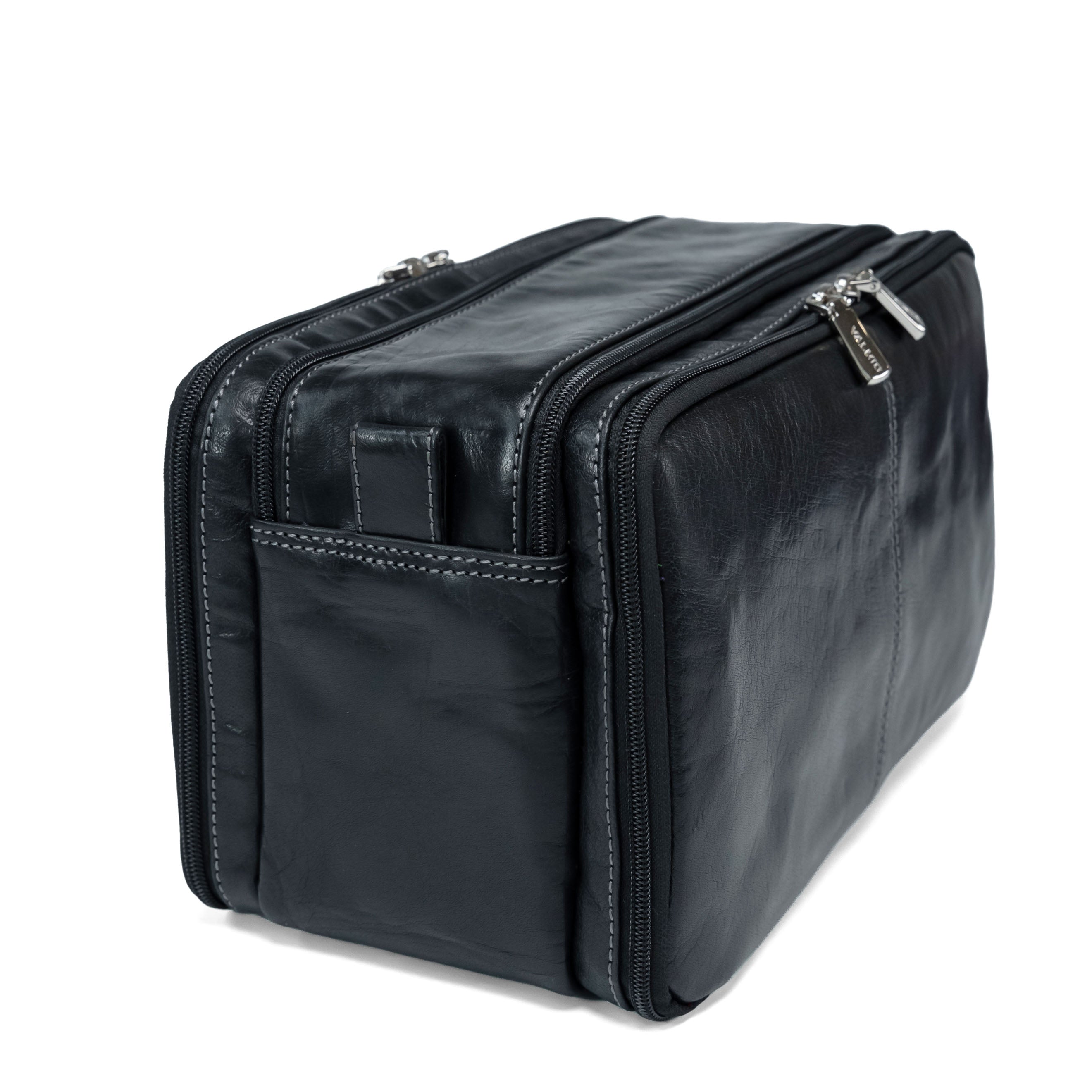 Trousse de toilette en cuir Valmio Focus noire