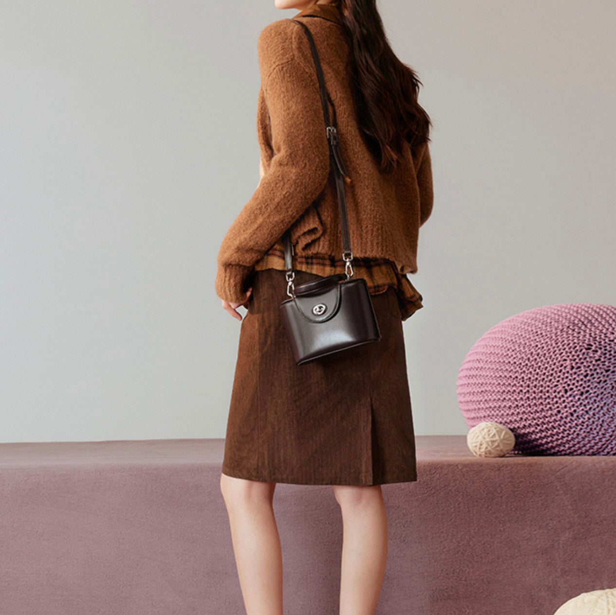 Sac à main en cuir Valmio Dinora pour femme - marron foncé
