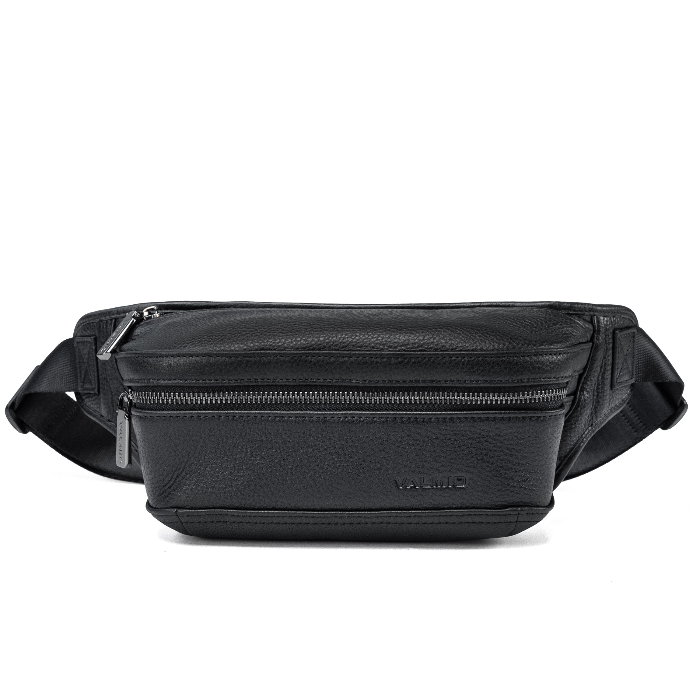 Valmio Stilor schwarze Herren Leder-Gürteltasche