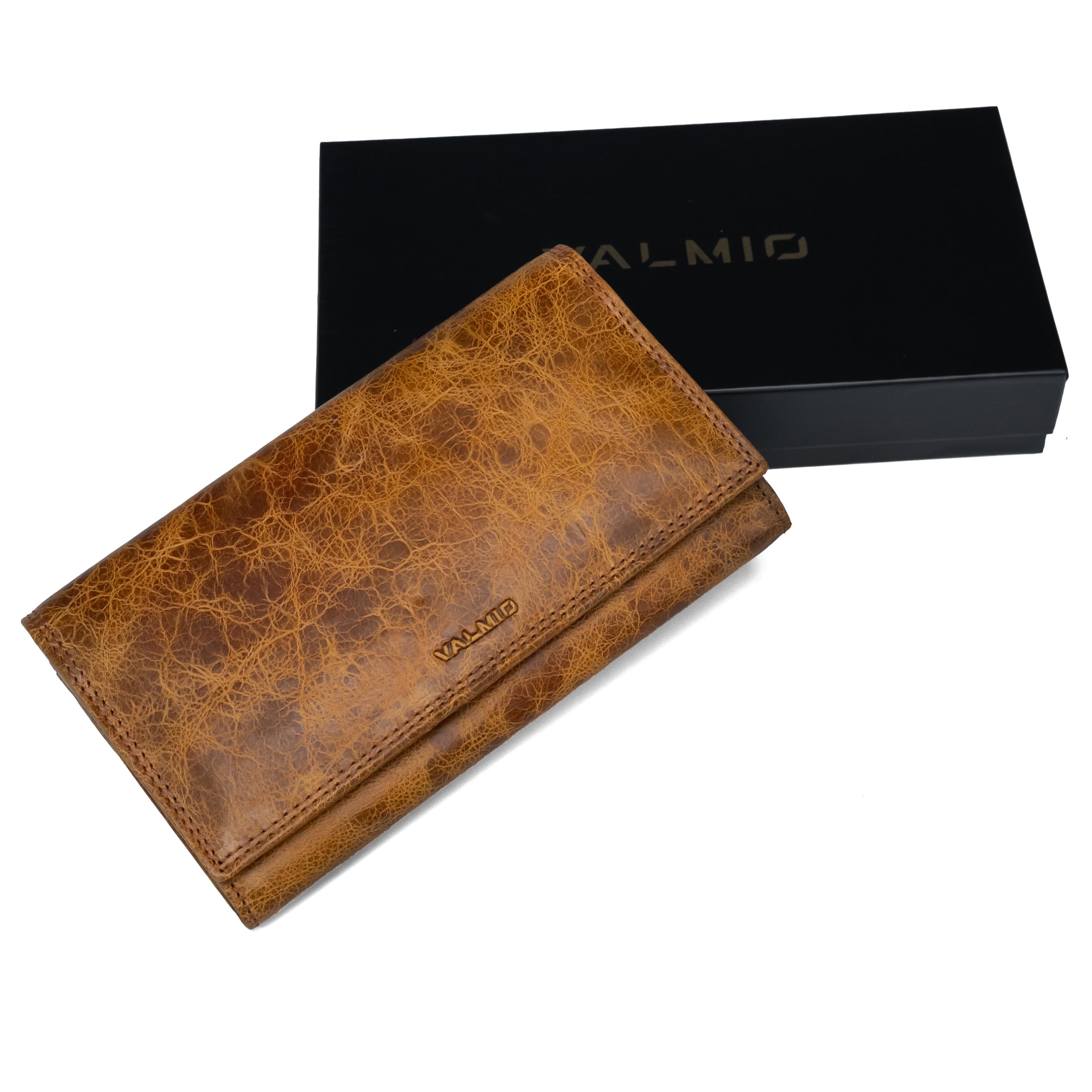Cartera de cuero para mujer Valmio Nook 2436 Color coñac
