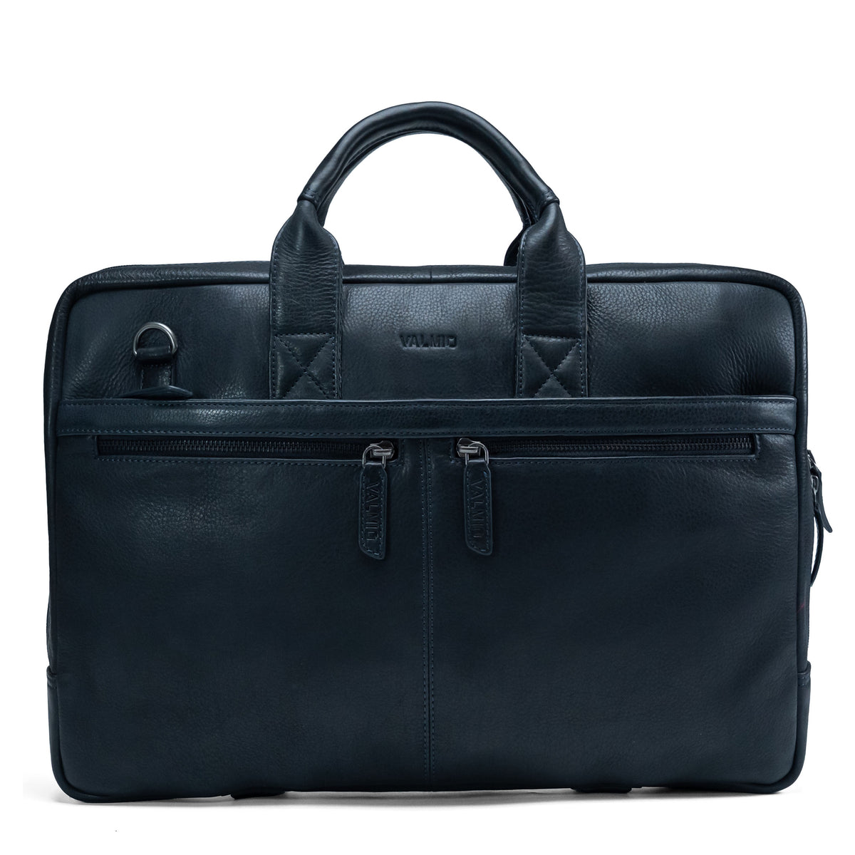 Blauwe laptoptas van volnerfleer voor heren, model Valmio Lids