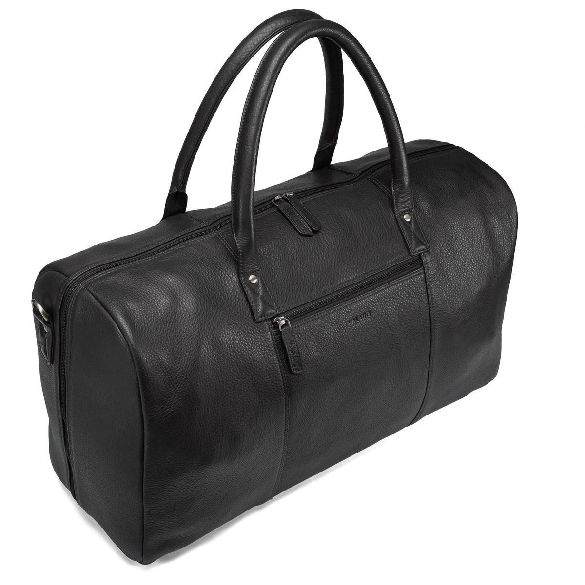 Sac de voyage noir en cuir pleine fleur, modèle Valmio Asfo, pour homme