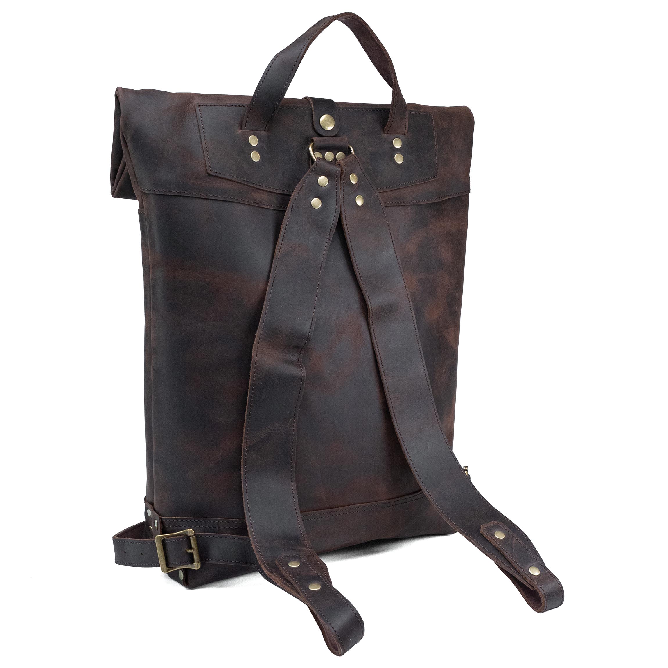 Valmio Astorsen Roll-Top Leather Backpack - CRB Brown