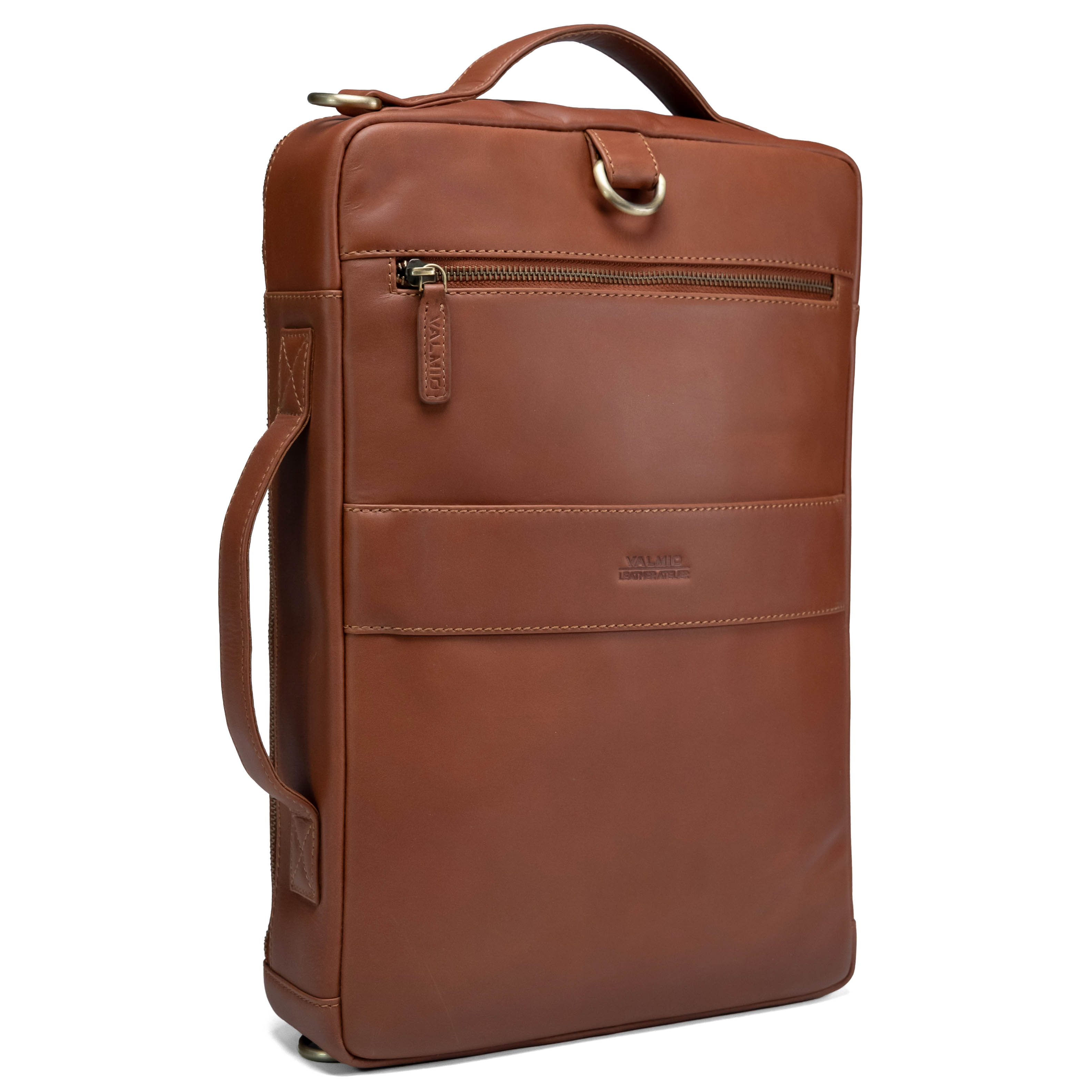 Bolso de cuero para hombre Valmio Prime color coñac