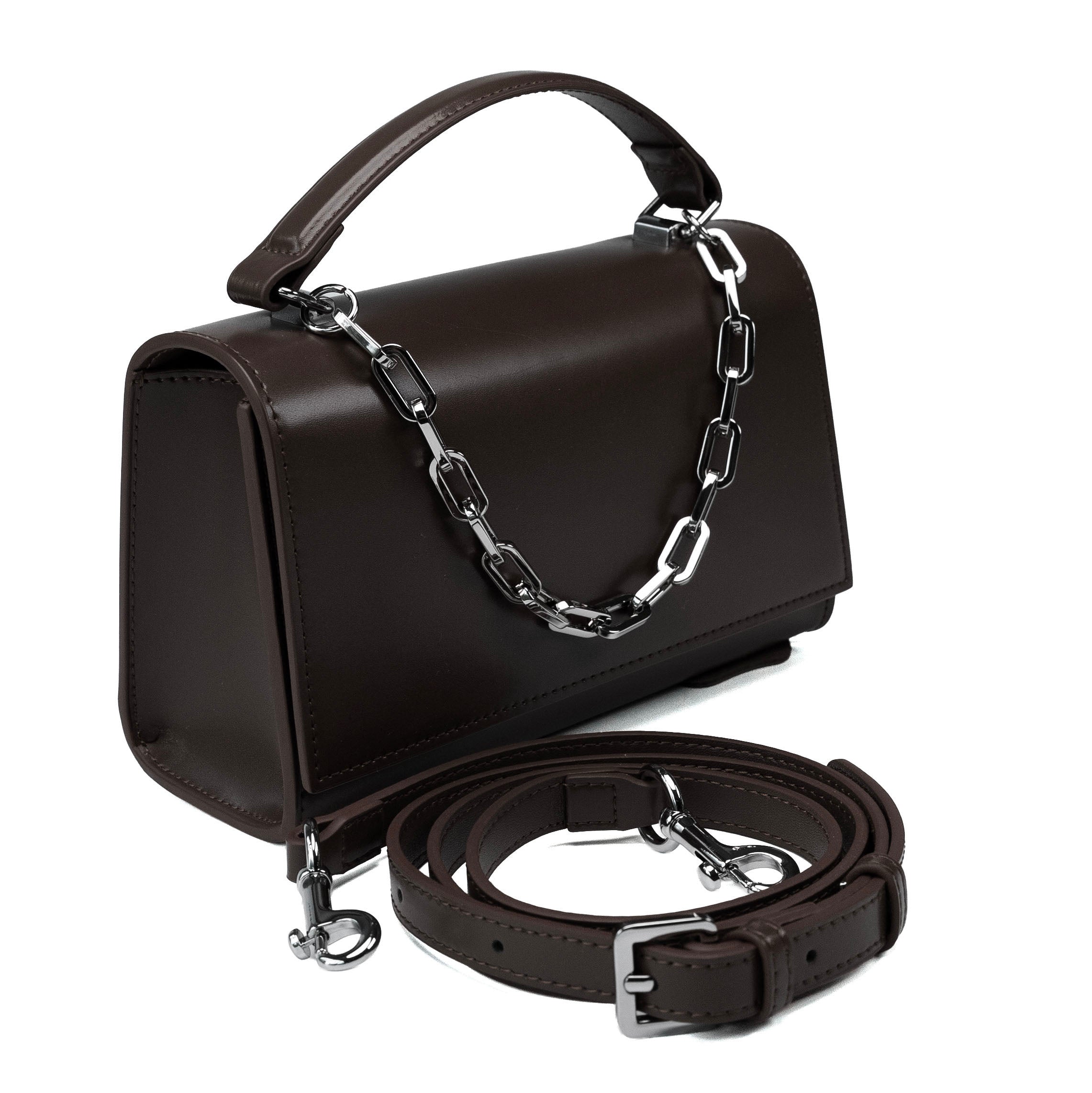 Sac à main en cuir pour femme Valmio Rinora - marron foncé