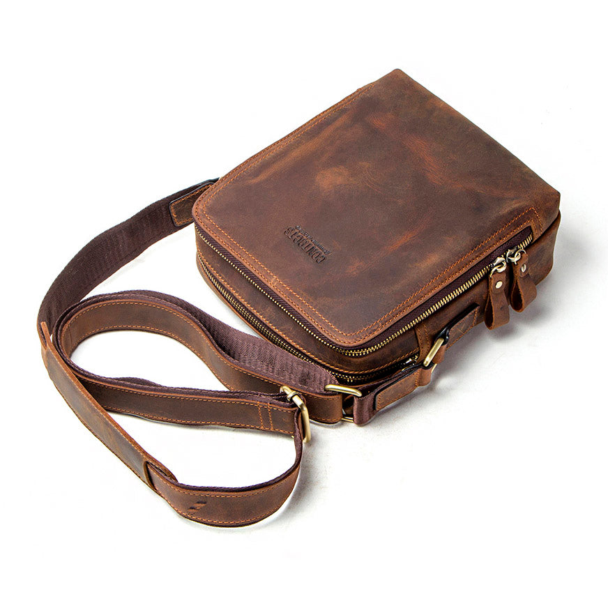 Sac bandoulière marron pour homme Lerno