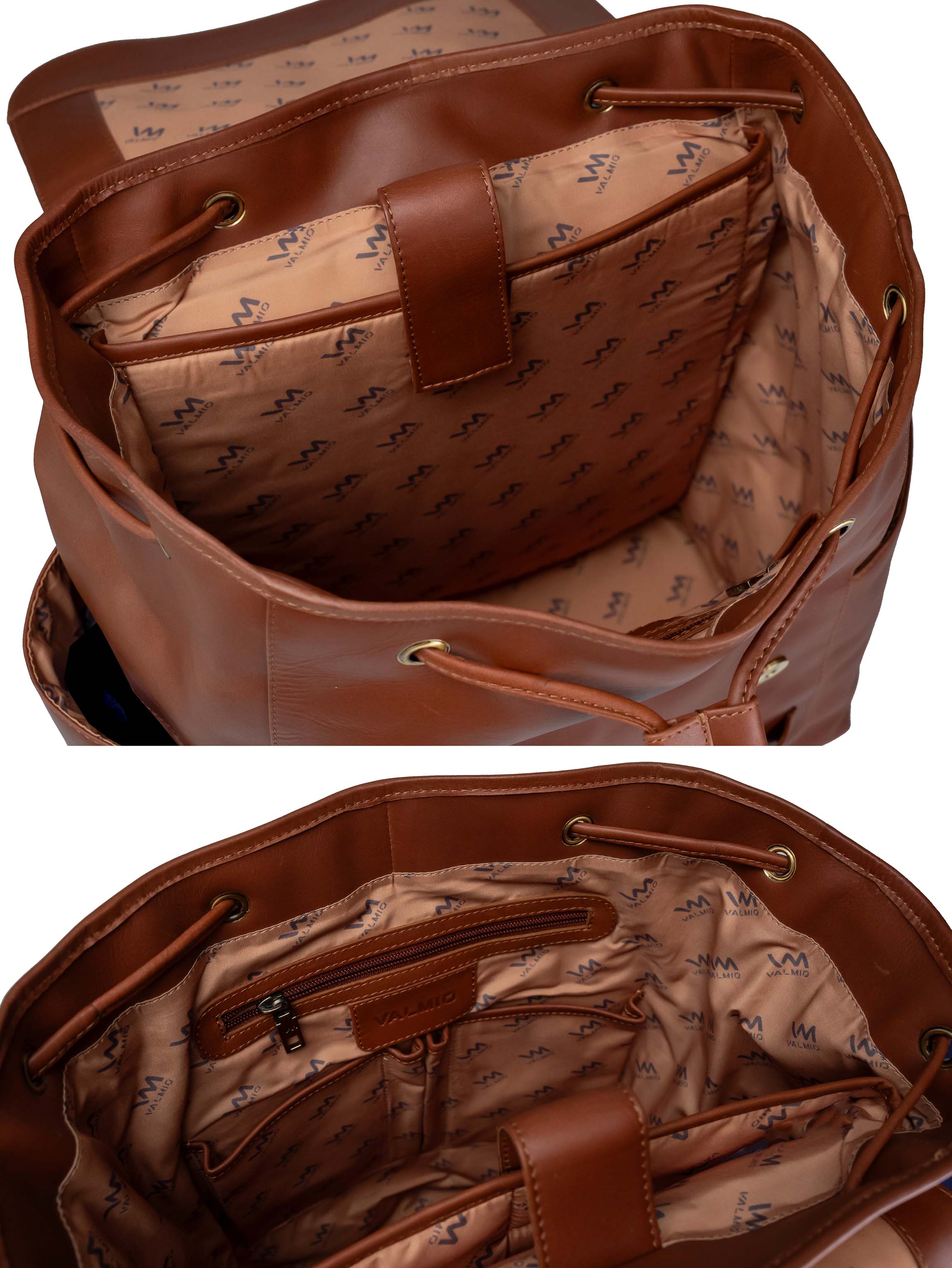 Valmio Noble Leather Backpack Dark Cognac