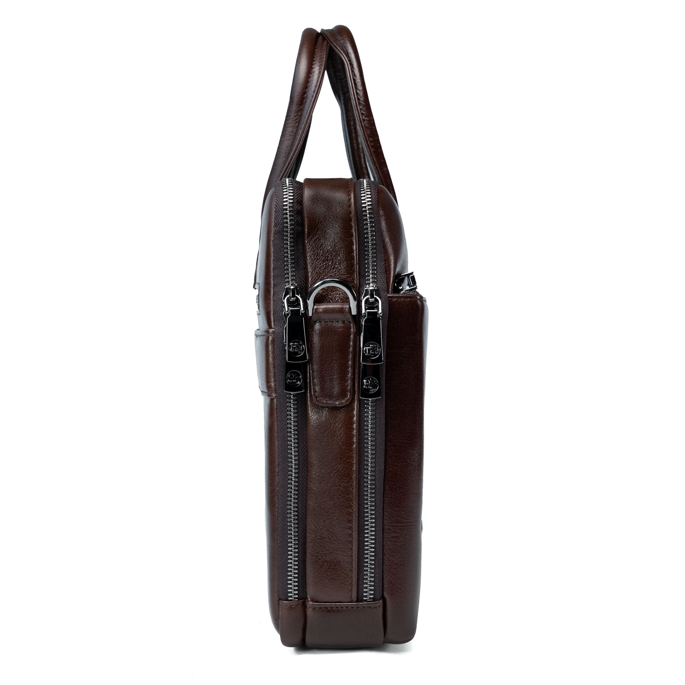 Borto brown leather laptop bag