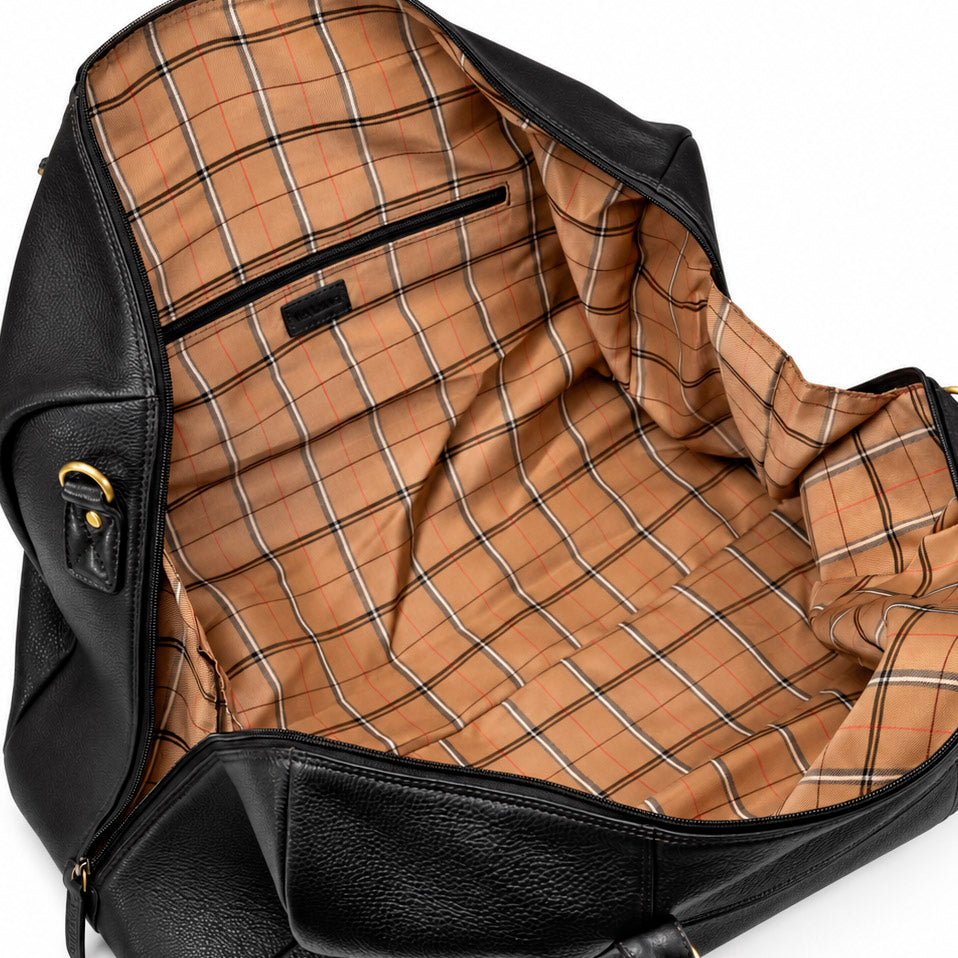 Sac de voyage noir en cuir pleine fleur, modèle Valmio Asfo, pour homme