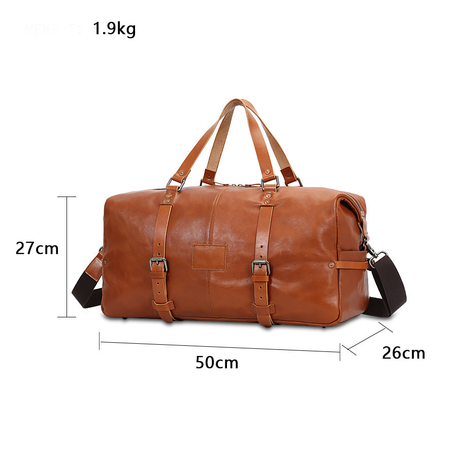 Sac de voyage en cuir marron Valmio Raven