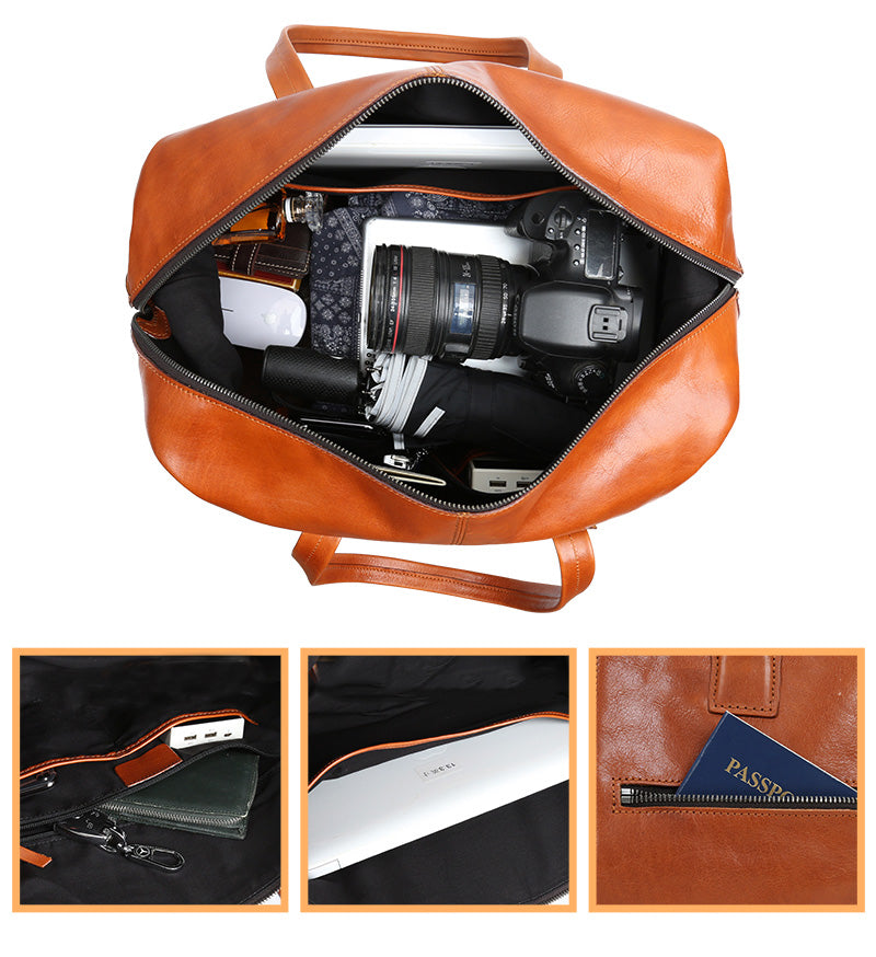 Sac de voyage en cuir marron Valmio Belmont