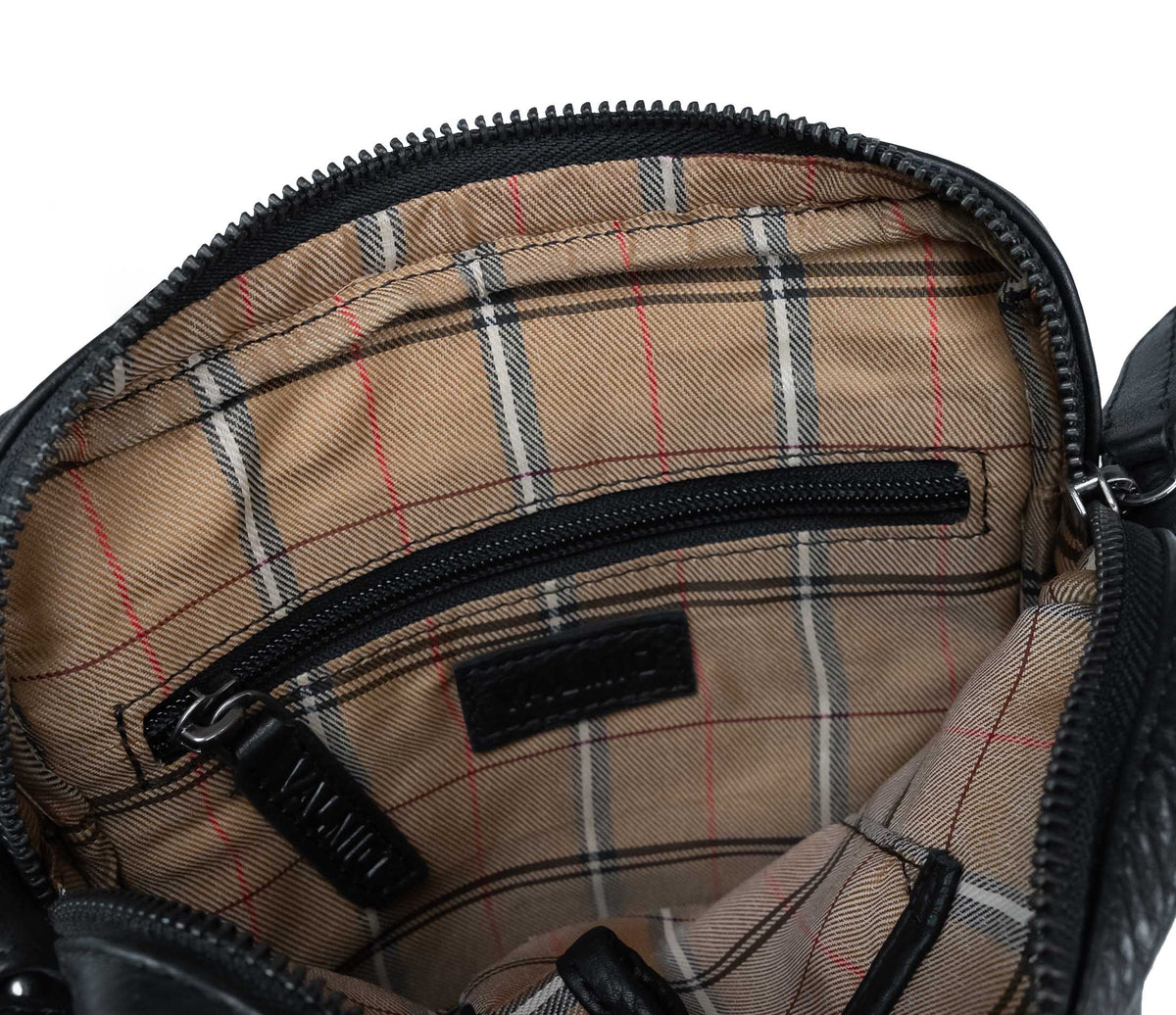 Sac bandoulière pour homme en cuir noir Valmio Lino-L
