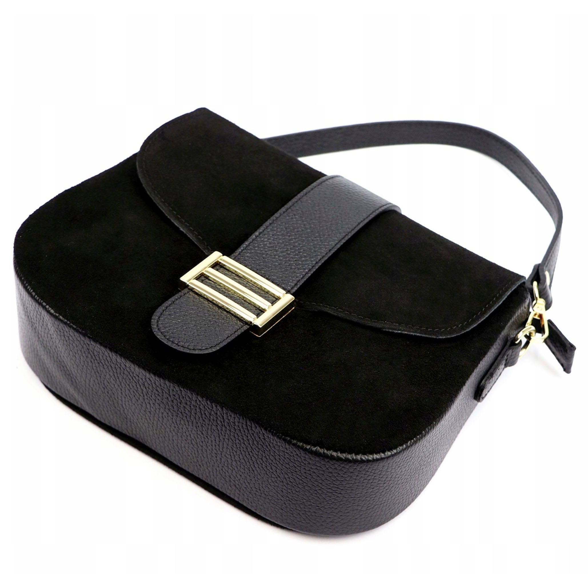 Bolso de mano de cuero negro Luka 26-001