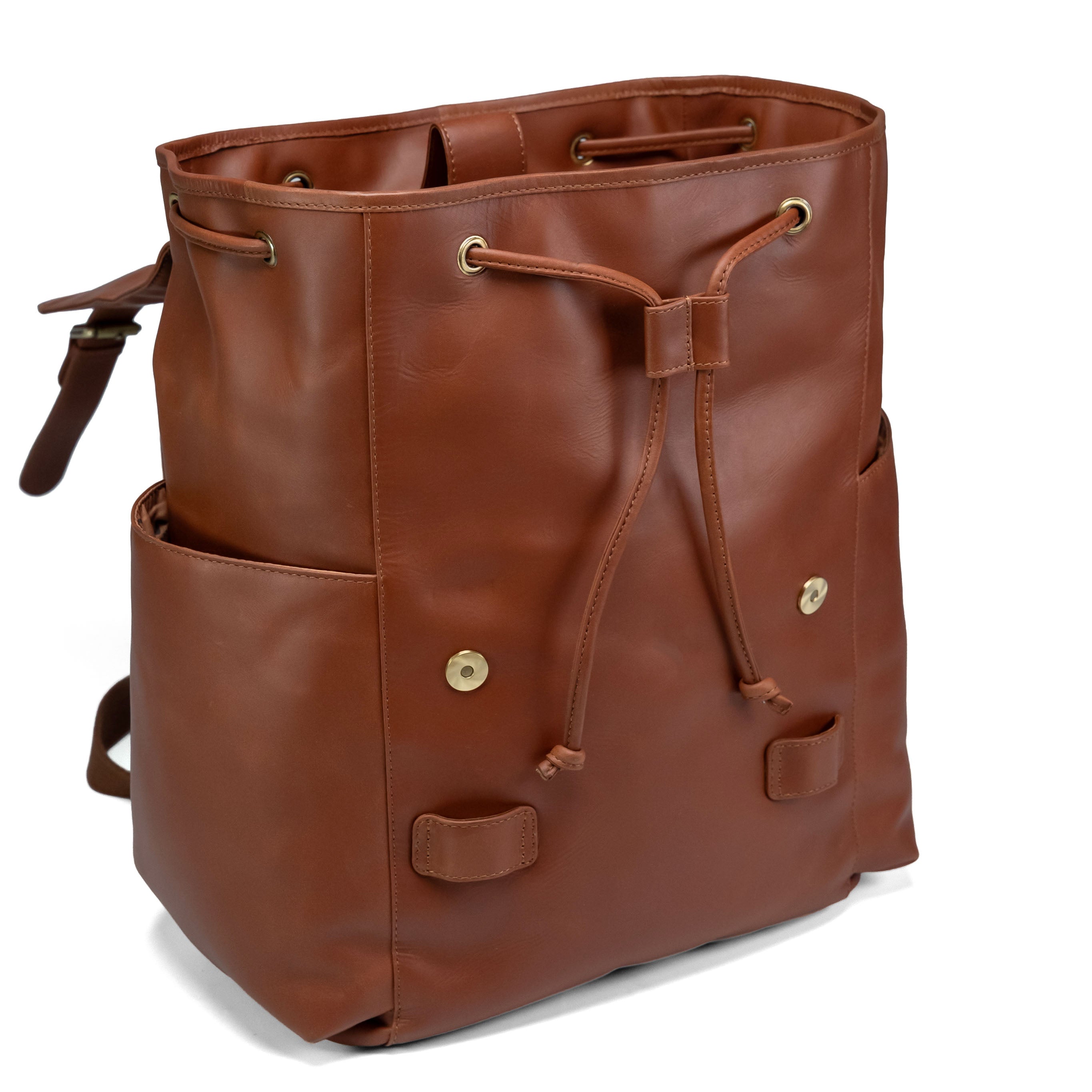 Valmio Noble Leather Backpack Dark Cognac