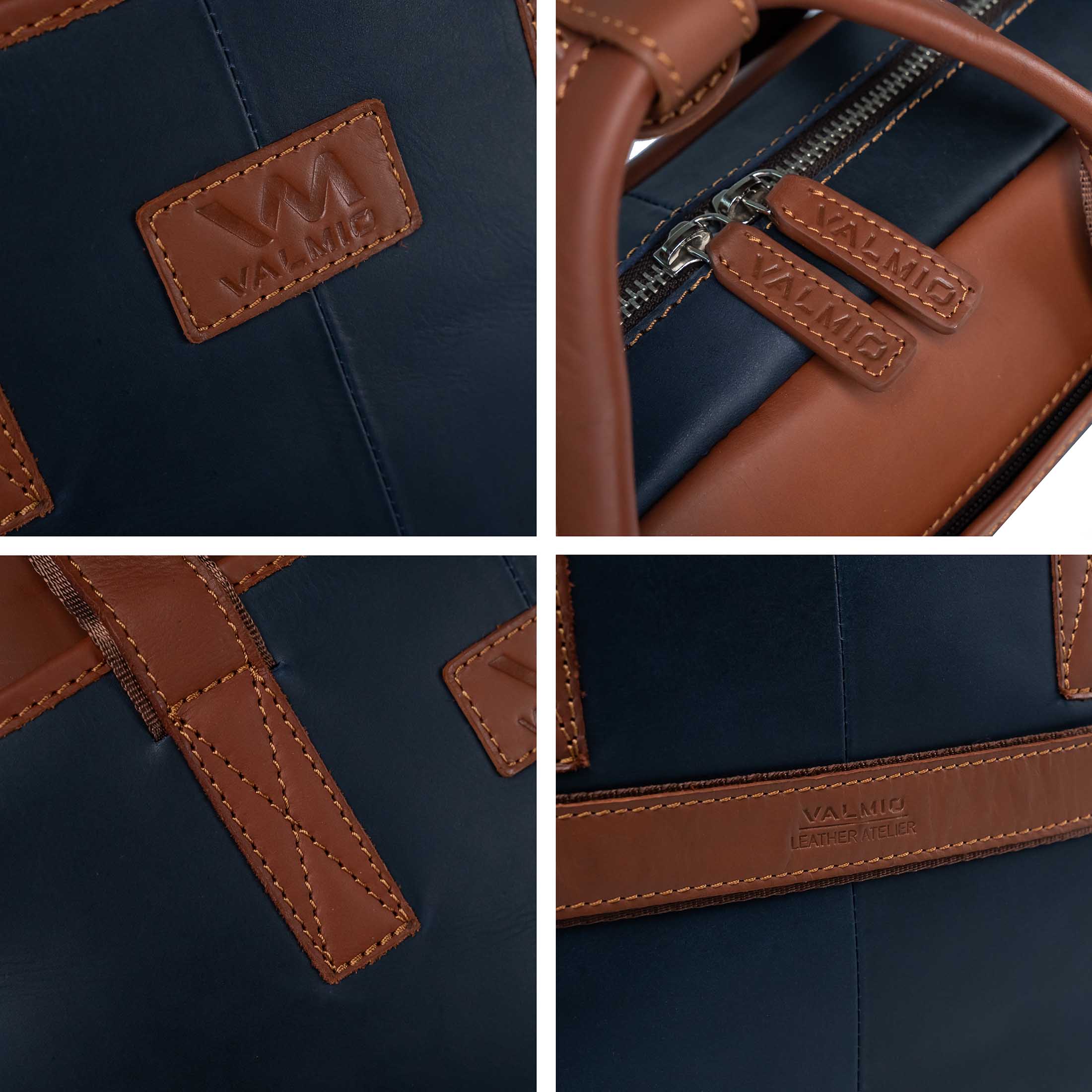 Blauwe Leren Laptop Tas Valmio Denton 2.0