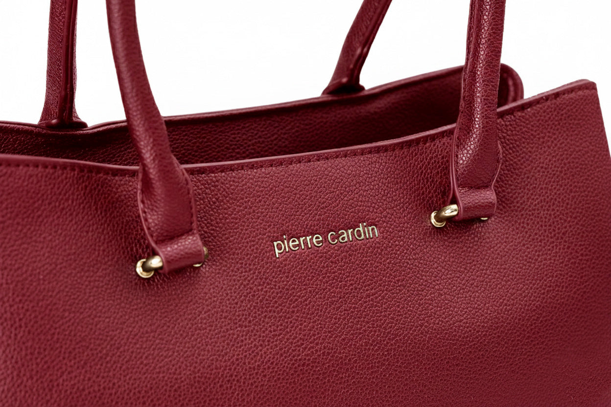 PIERRE CARDIN 1245 Bordeaux Handtasche aus ökologischem Leder
