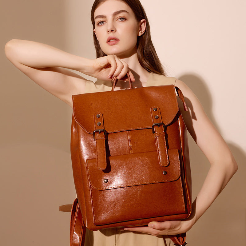 Sac à dos femme en cuir Valmio Delora - marron