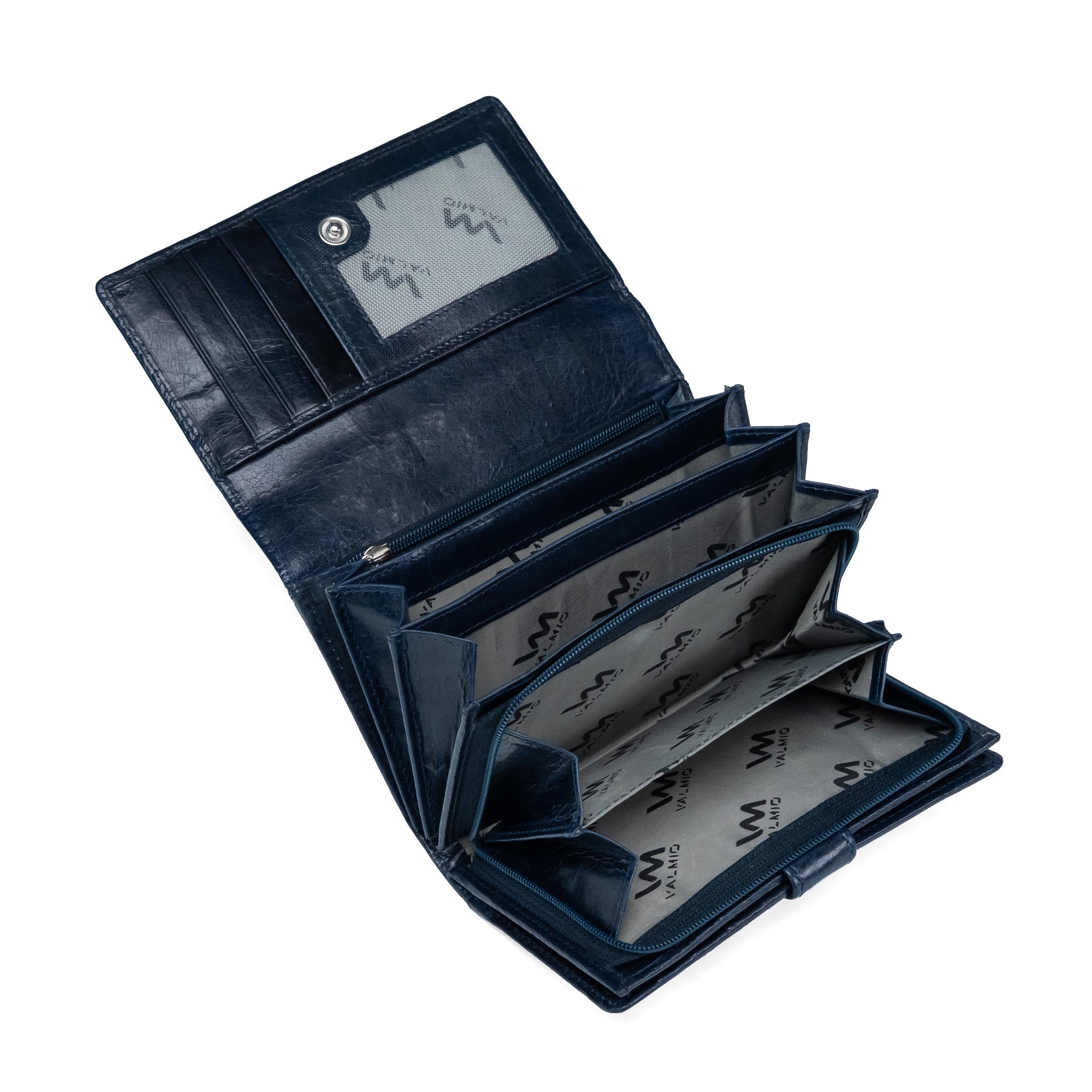 Leren damesportemonnee Valmio Nyos 2430 Donkerblauw