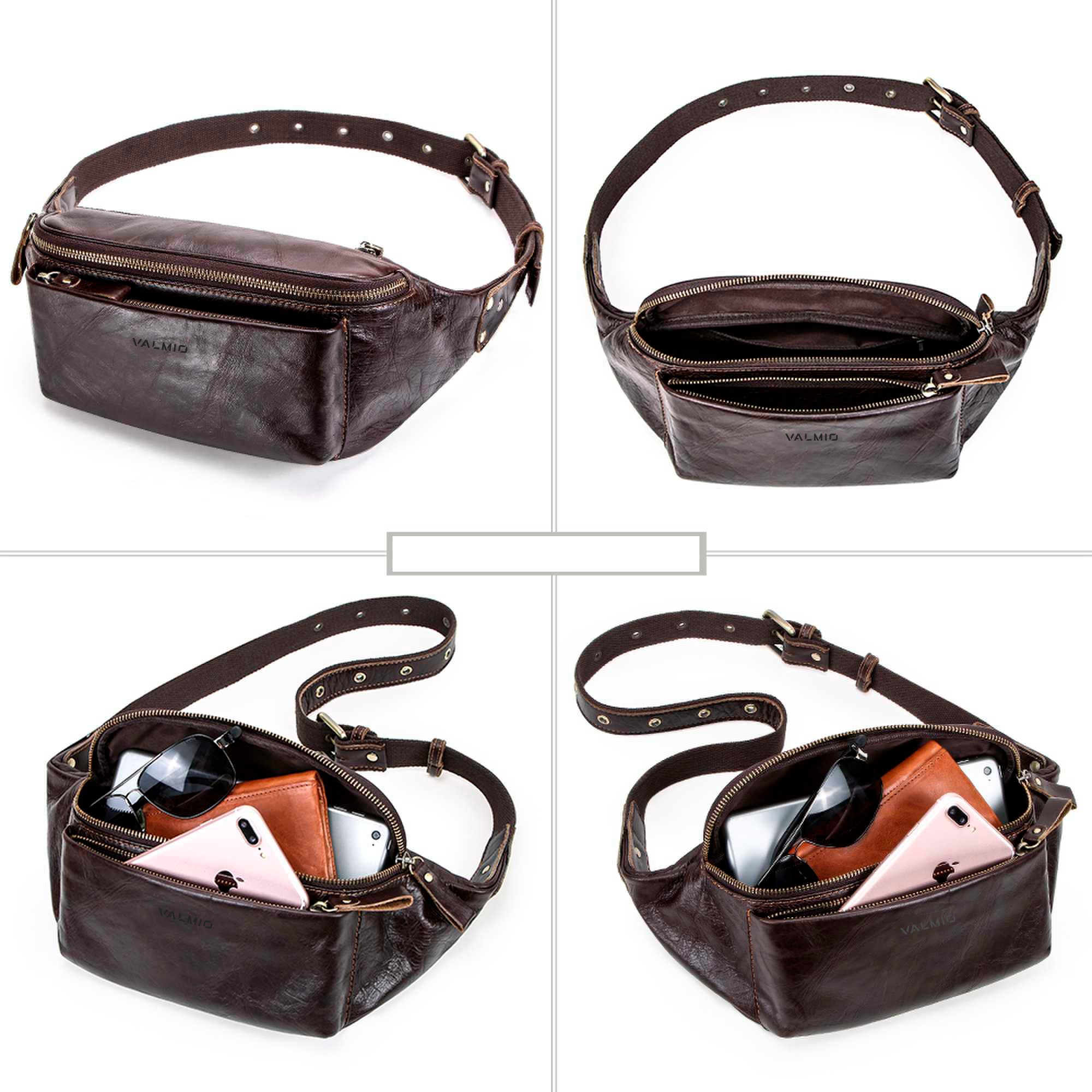 Bolso cinturón de cuero para hombre Valmio Rolls