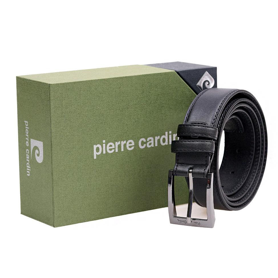 Black men's leather belt Pierre Cardin 2505-NERO