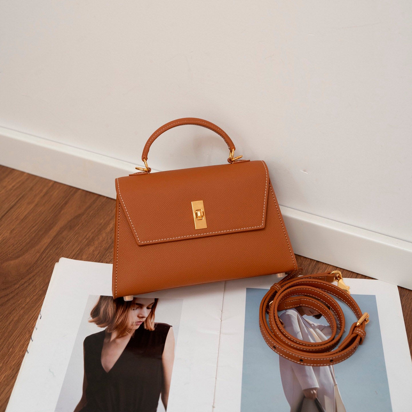 Valmio Sonira leather women's handbag - brown