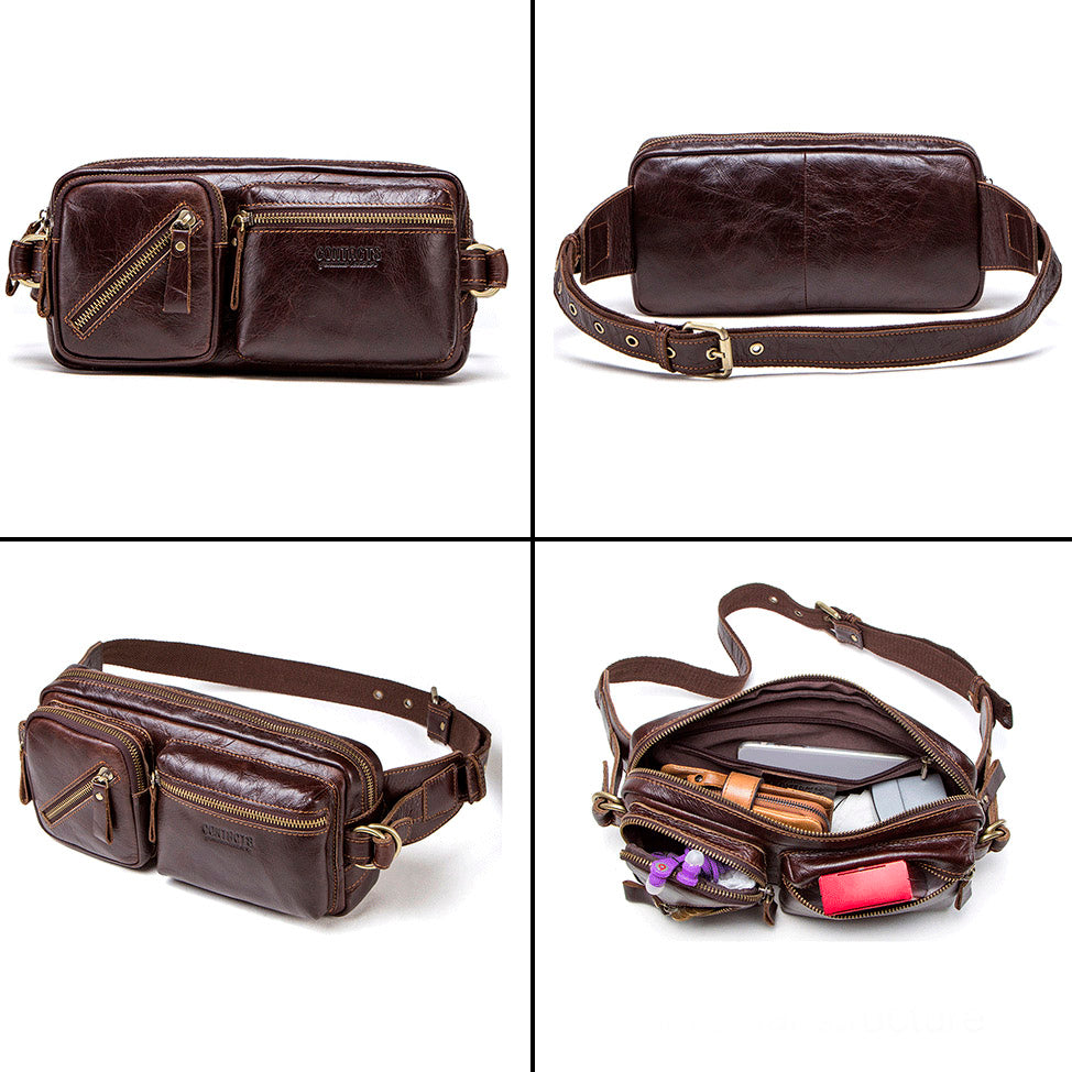 Bolso cinturón de cuero para hombre Mars