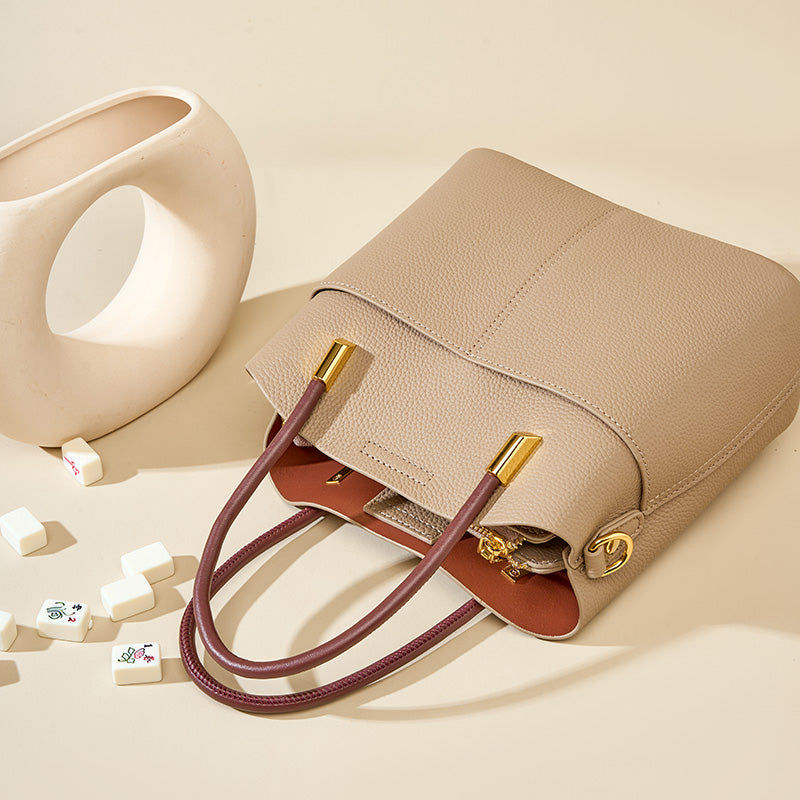 Valmio Karina Leather Women's Bag - Beige