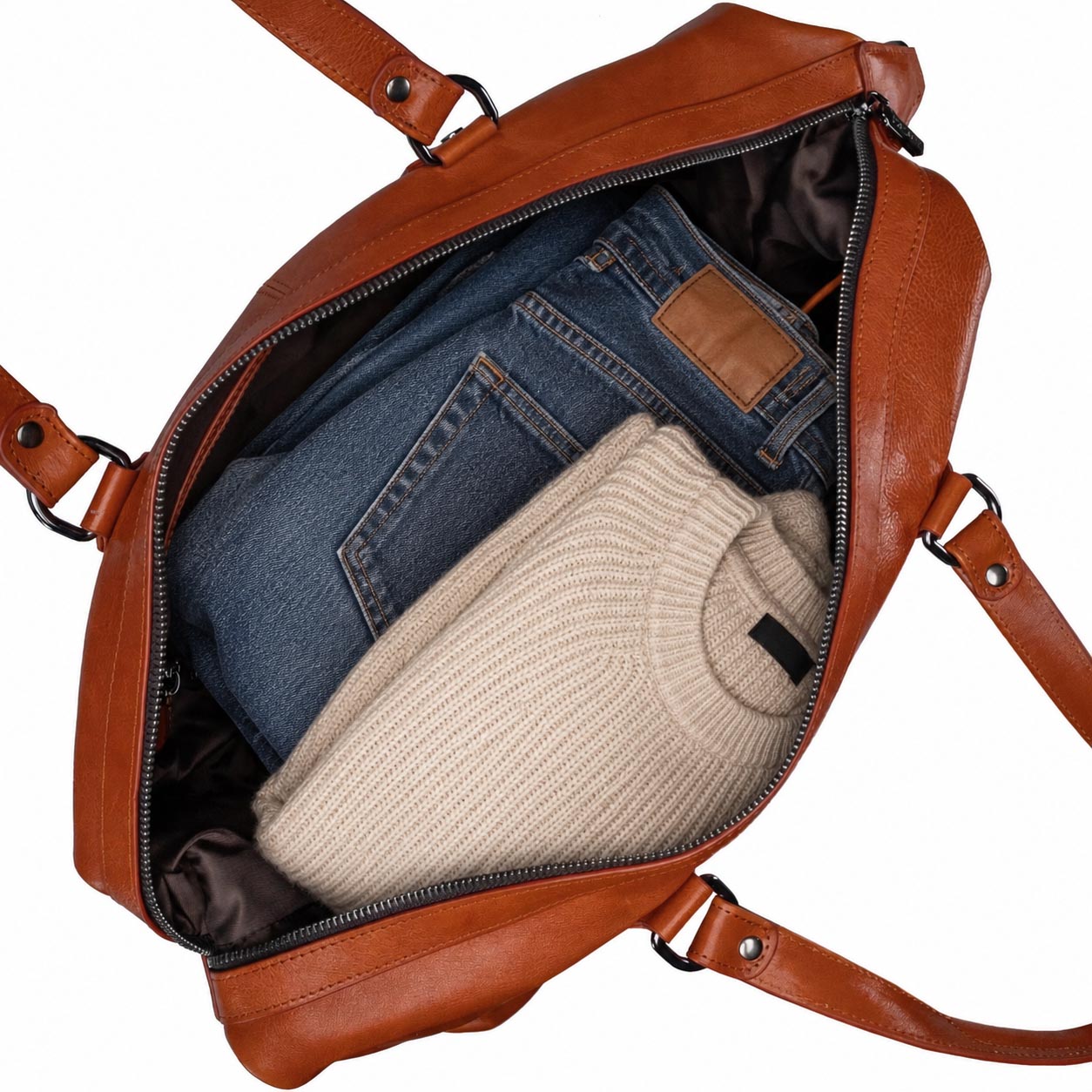Sac de voyage en cuir marron Valmio Kane