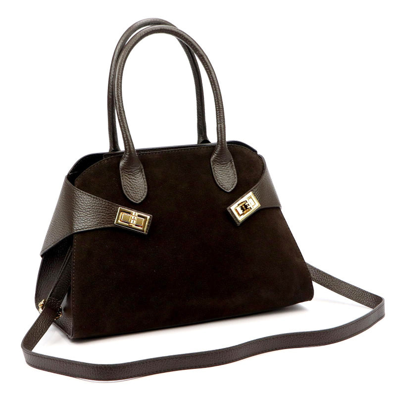 Bolso de mano de cuero marrón Luka 26-006