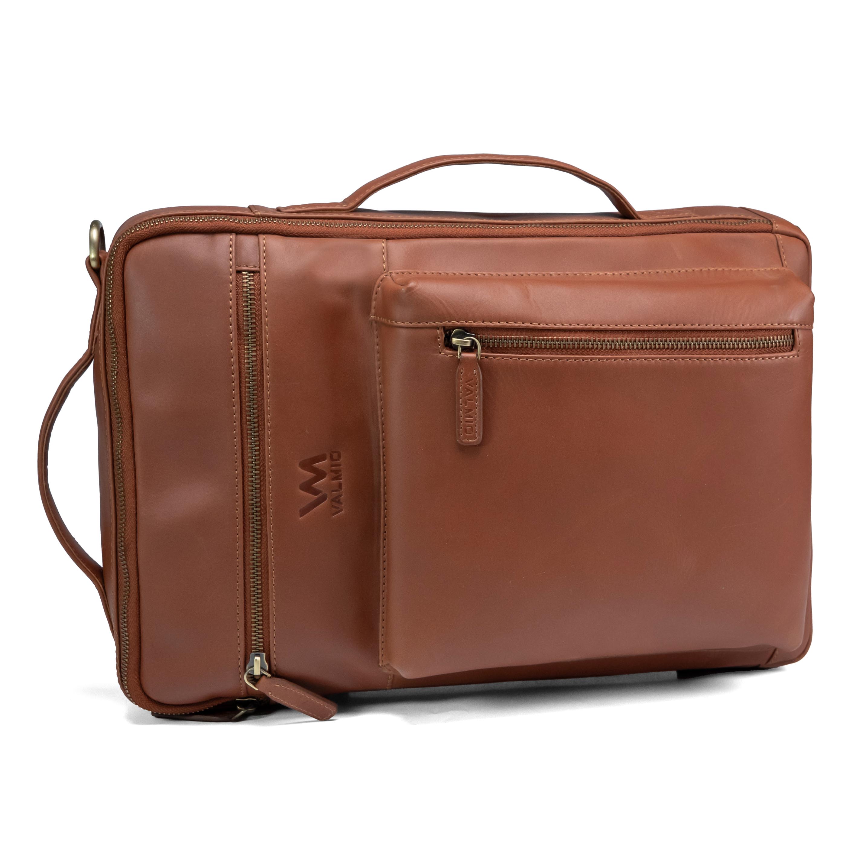 Bolso de cuero para hombre Valmio Prime color coñac
