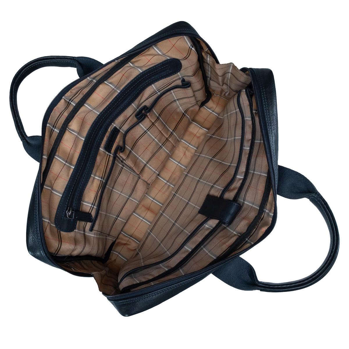 Blauwe laptoptas van volnerfleer voor heren, model Valmio Lids