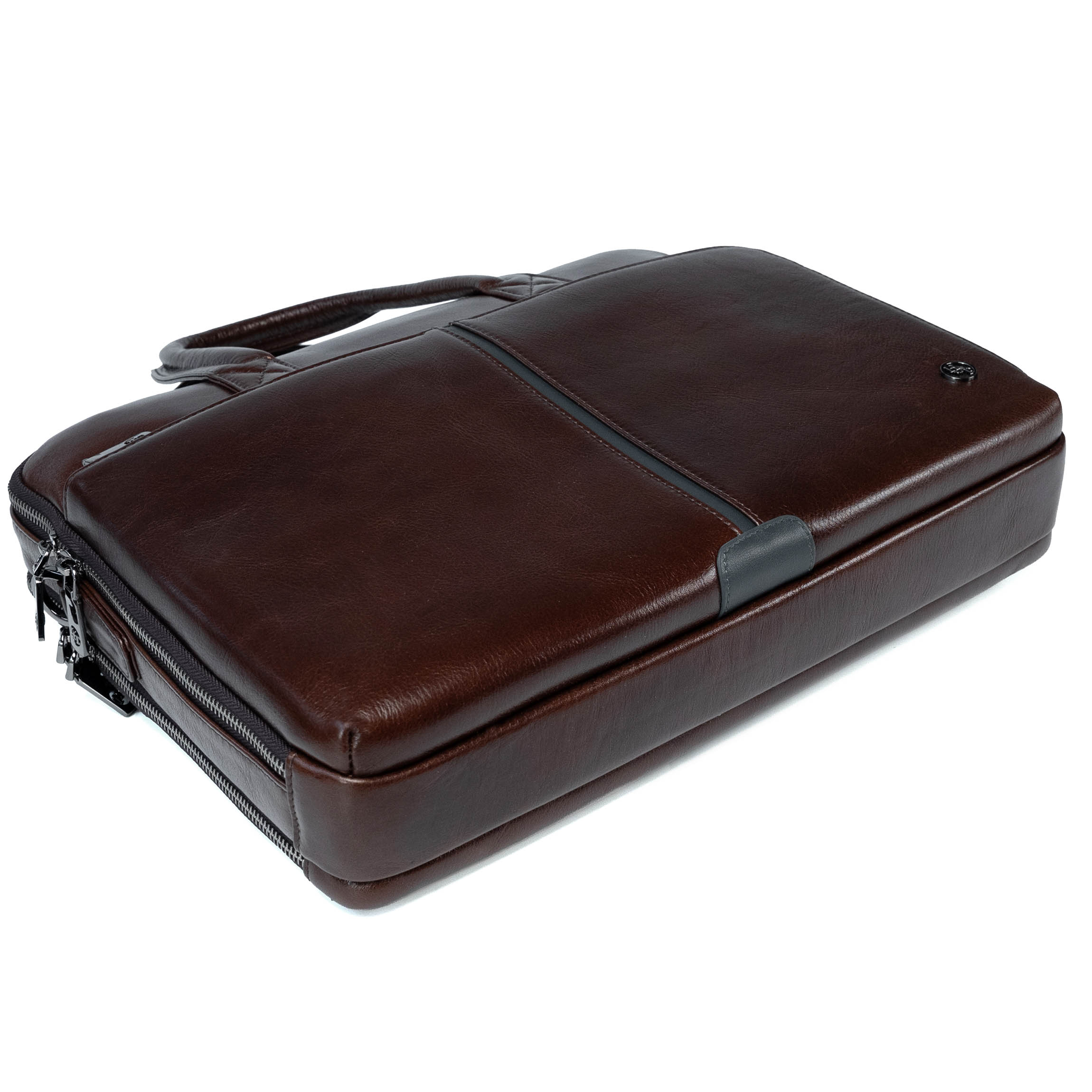 Borto brown leather laptop bag