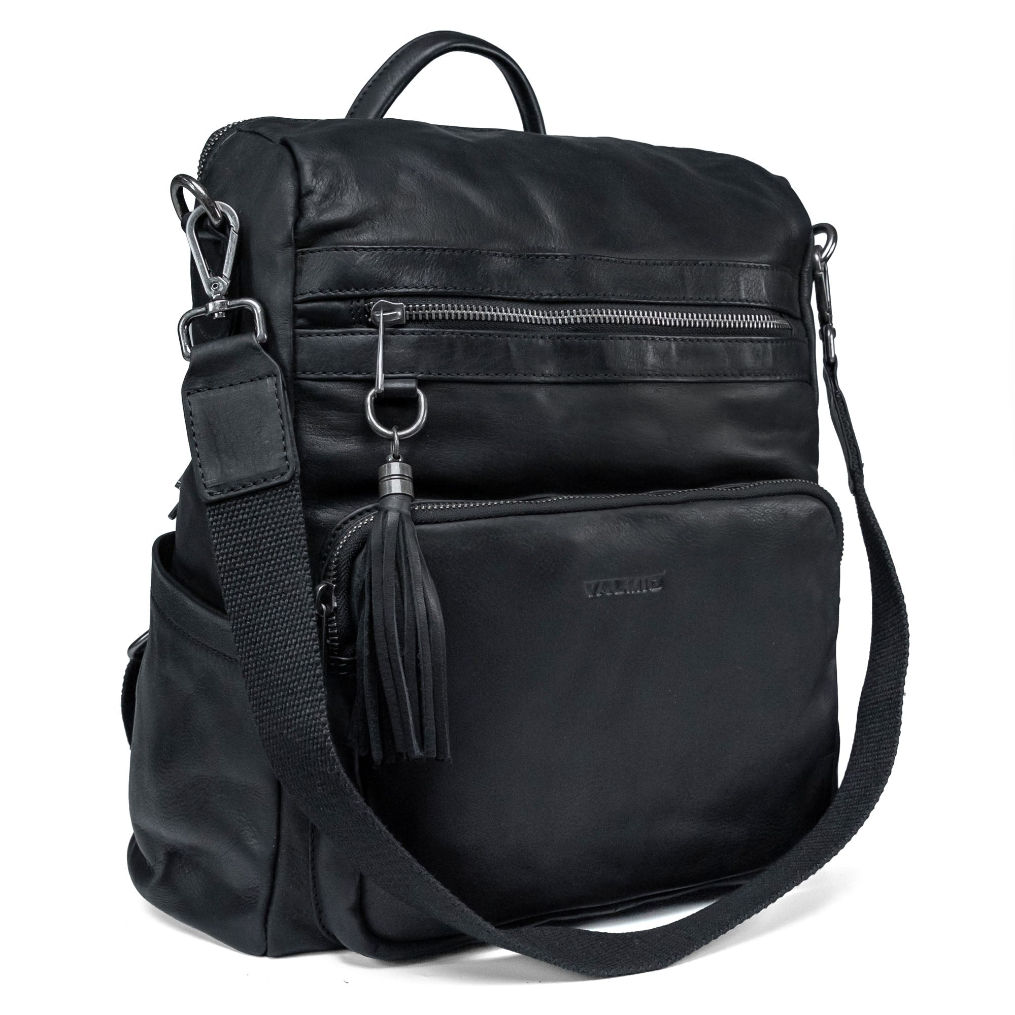 Black Leather Backpack – Bag Valmio