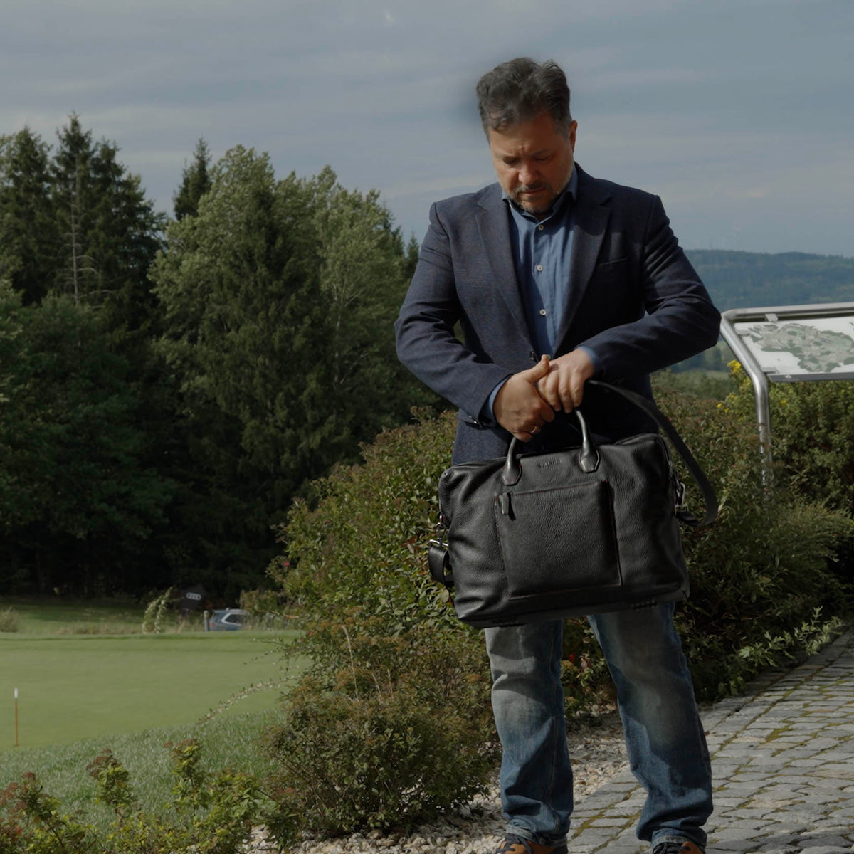 Bolsa de viaje de piel Valmio Stark negra – foto 12
