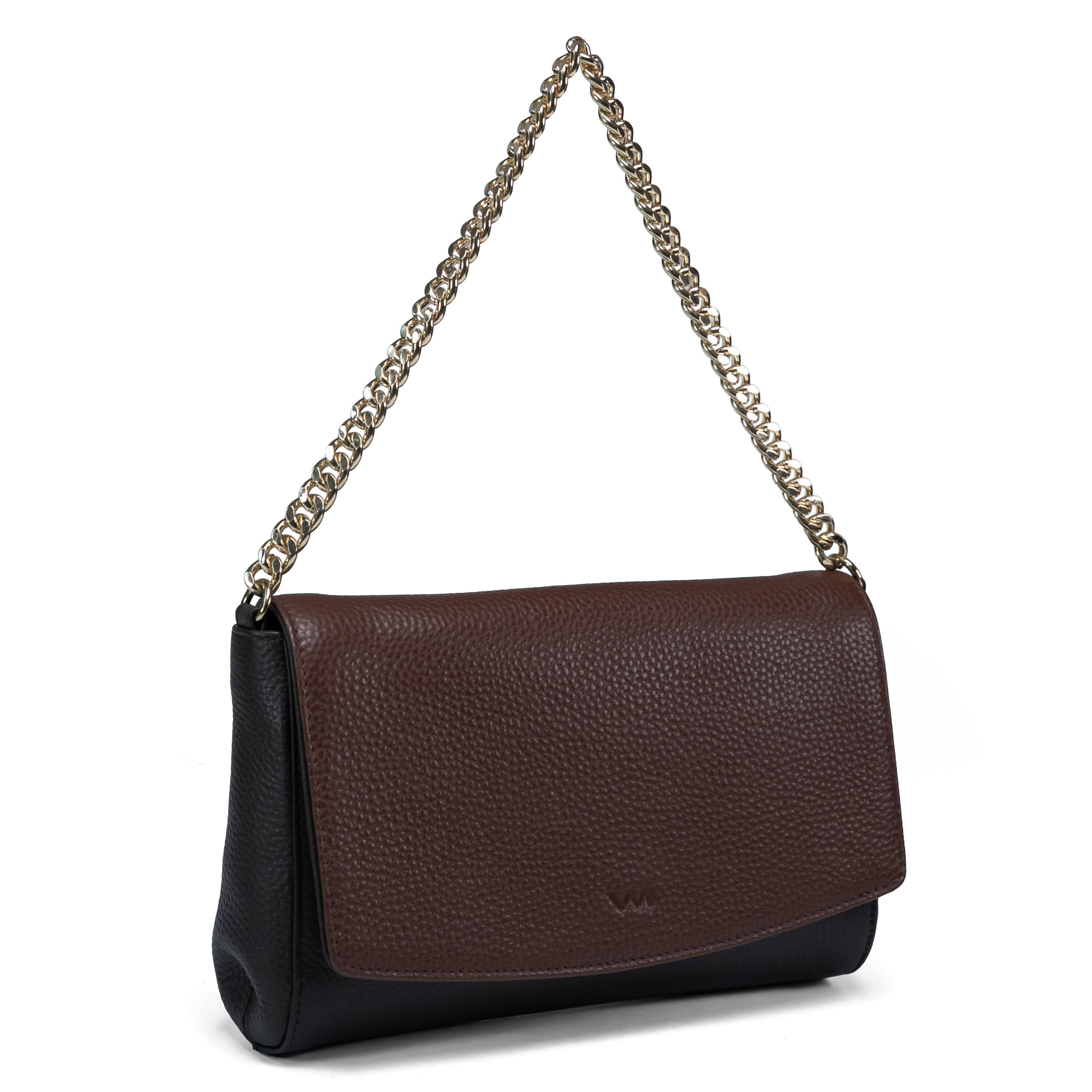 Bolso de mano de cuero para mujer Valmio Beau marrón oscuro