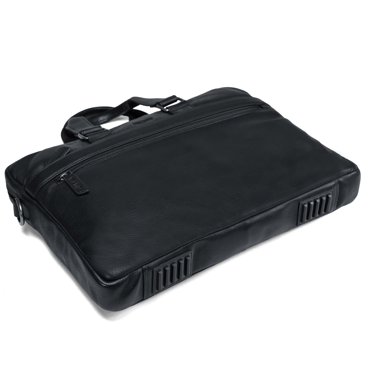 Sac pour ordinateur portable noir en cuir pleine fleur, modèle Valmio Neris