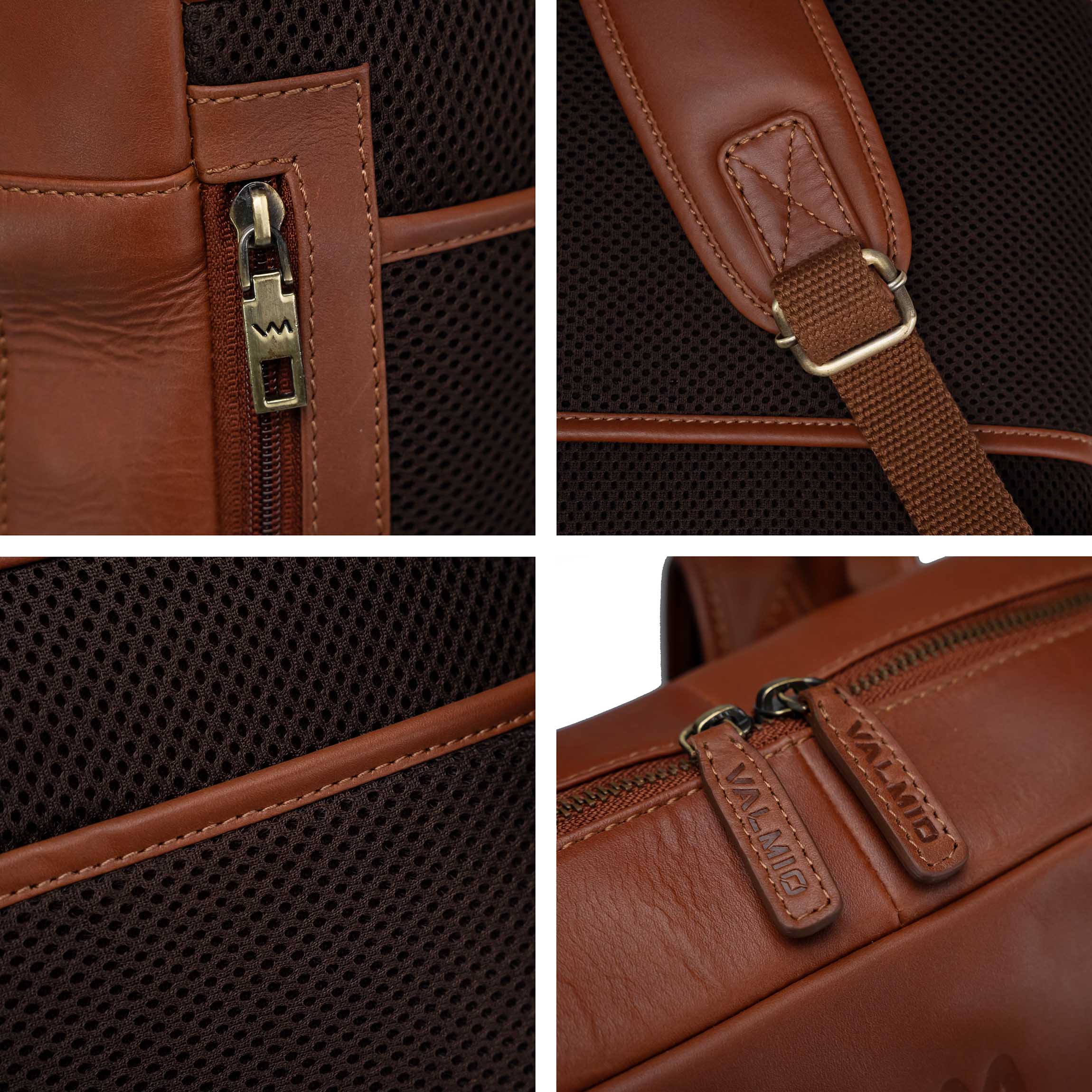 Valmio Axis Leather Backpack Cognac