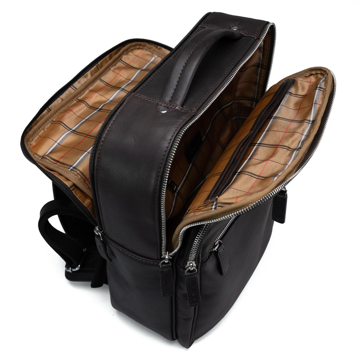 Valmio Byron Leather Backpack Dark Brown