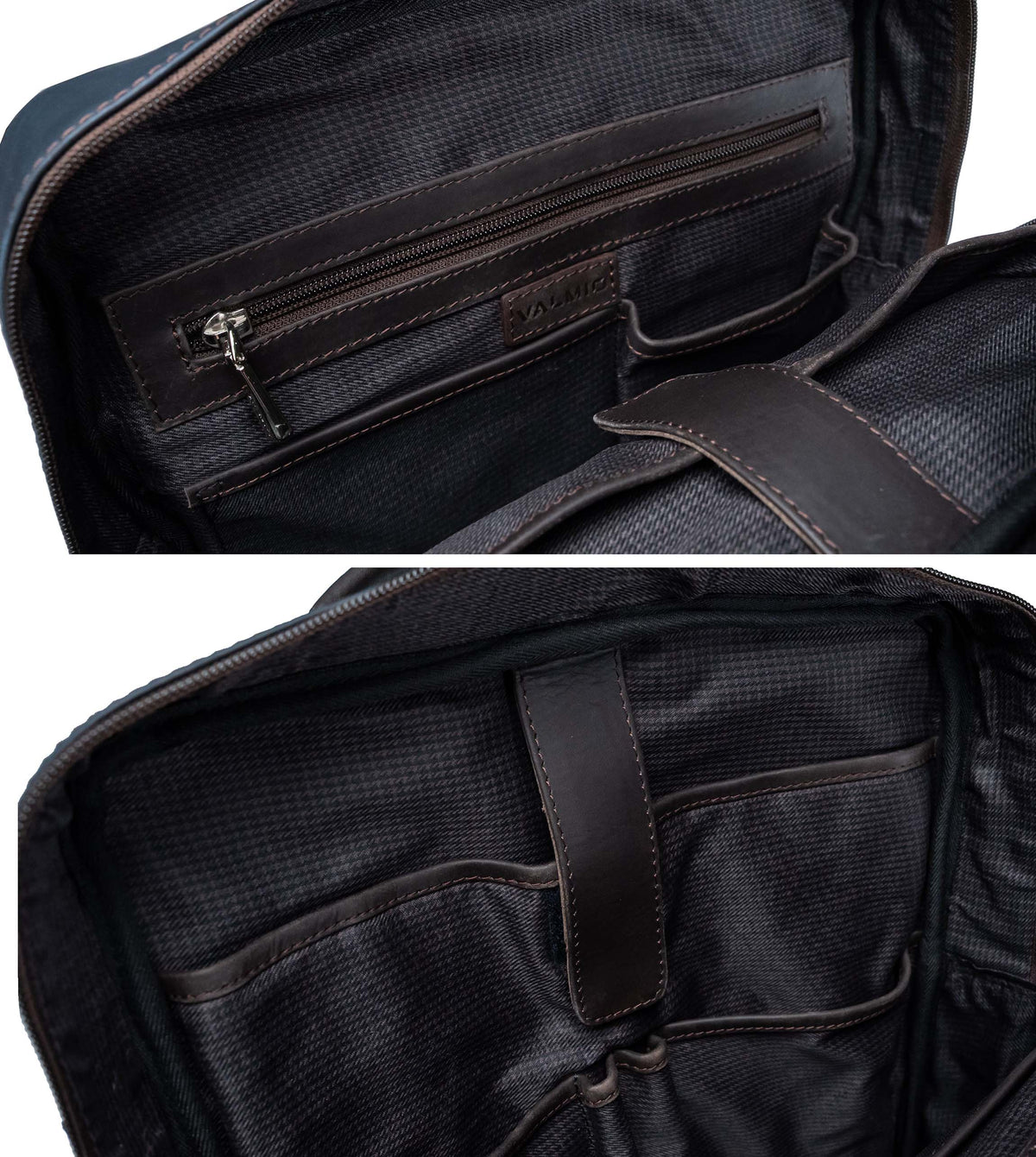 Lederrucksack Valmio York - Blau-Braun