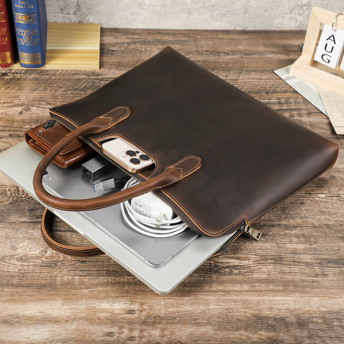 Elegante maletín de piel Ventura Slim – foto 6
