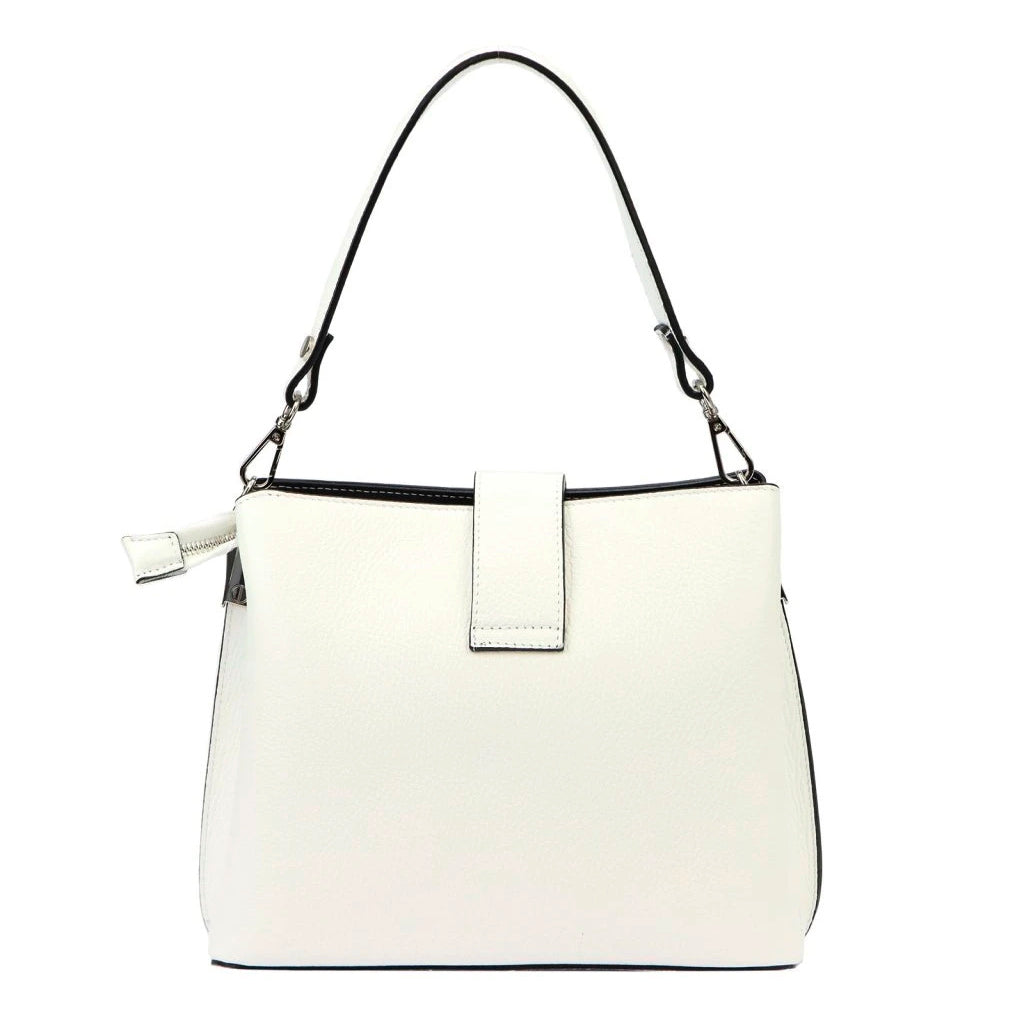 Leather women's handbag LUKA 24-069 White