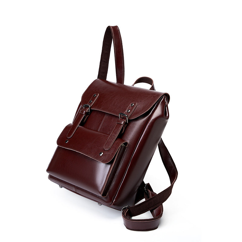 Valmio Delora Leder-Damenrucksack - Dunkelbraun