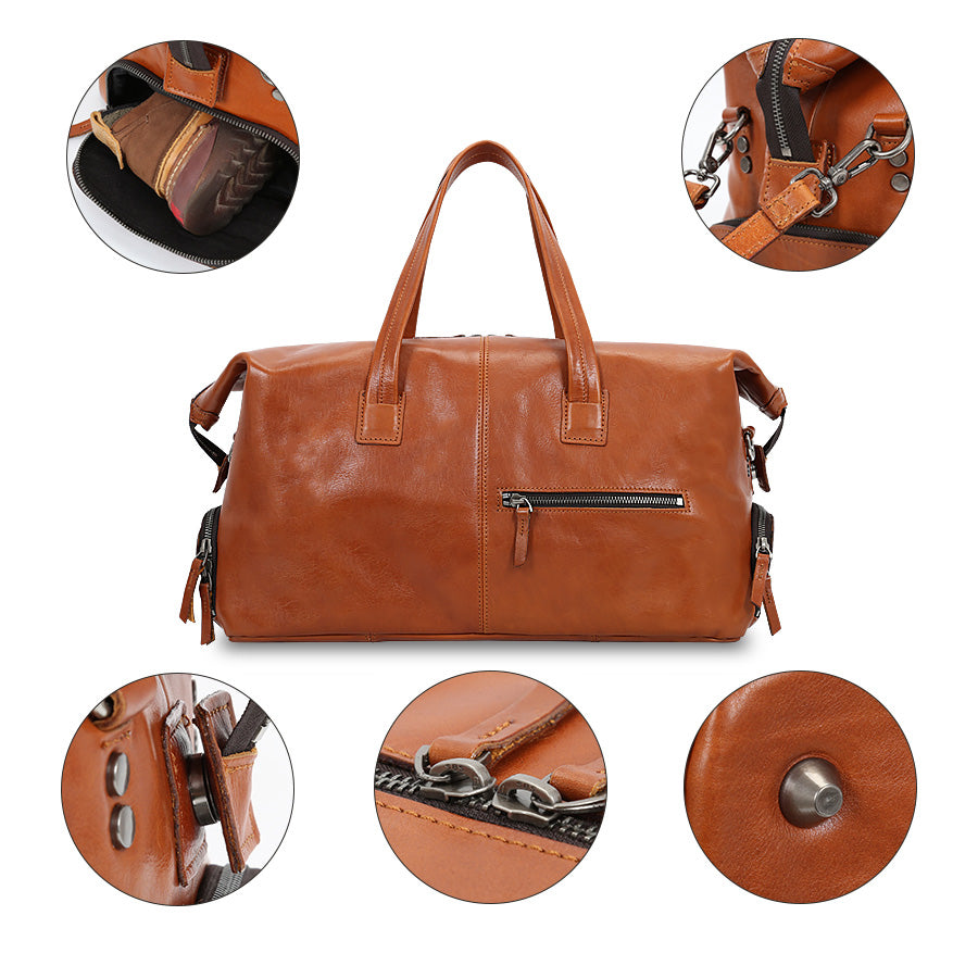 Sac de voyage en cuir marron Valmio Belmont