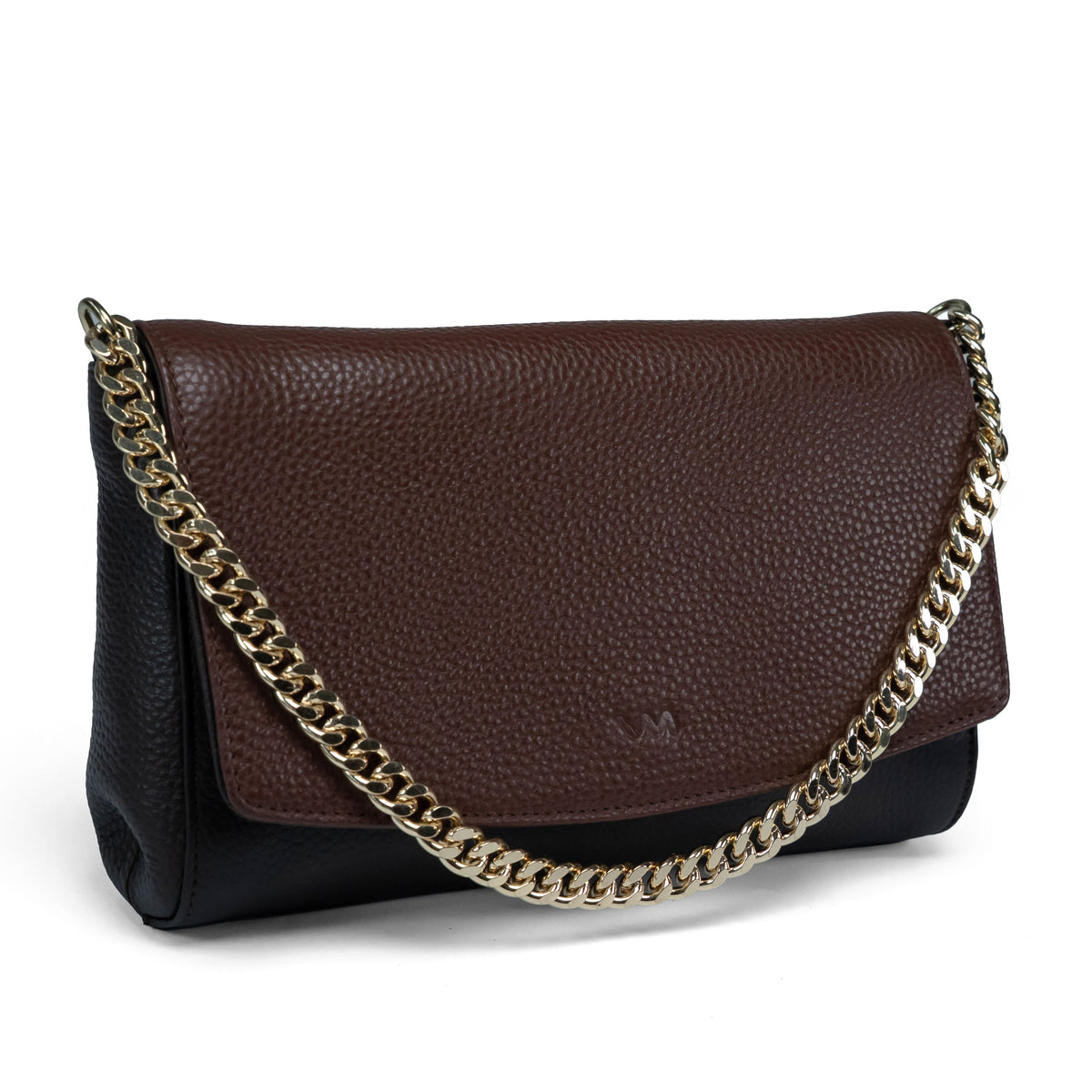 Bolso de mano de cuero para mujer Valmio Beau marrón oscuro