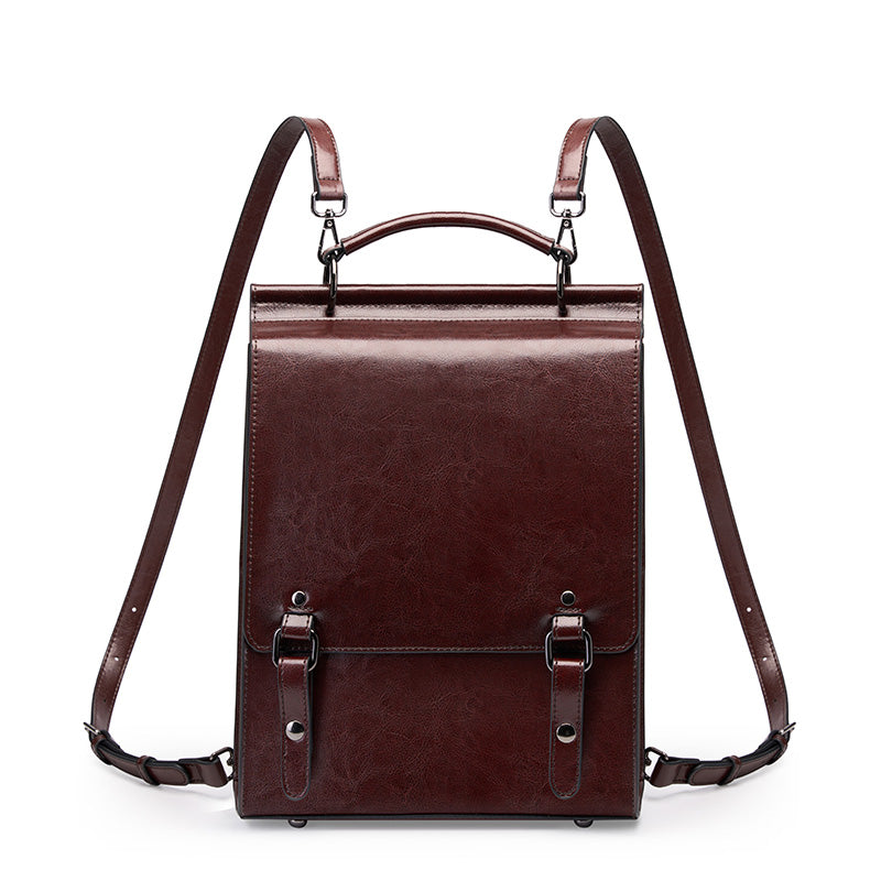 Mochila de cuero para mujer Valmio Tonora - marrón oscuro