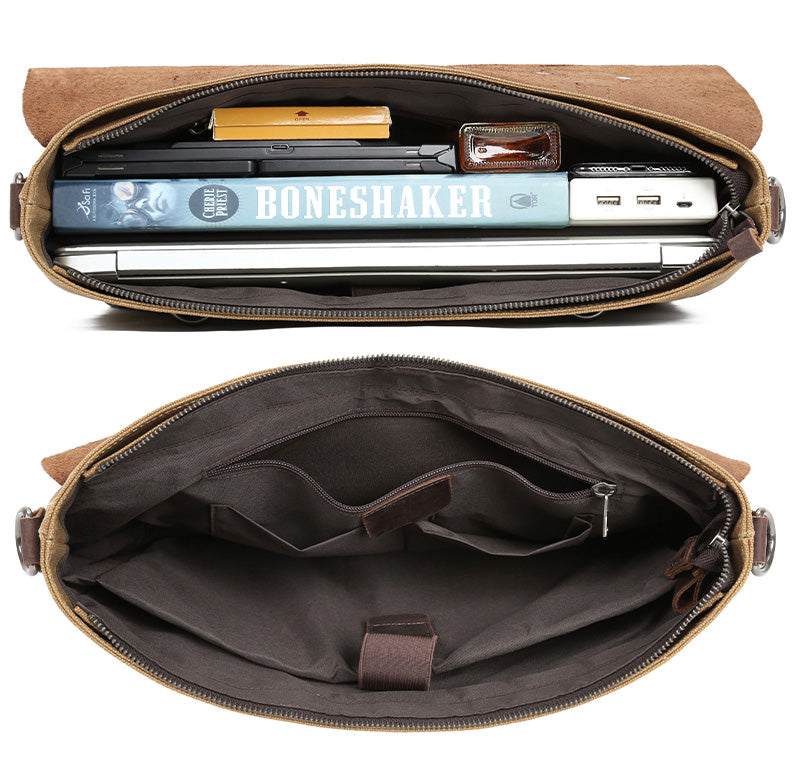 Serviette en cuir pour homme Valmio Weston – kaki sable