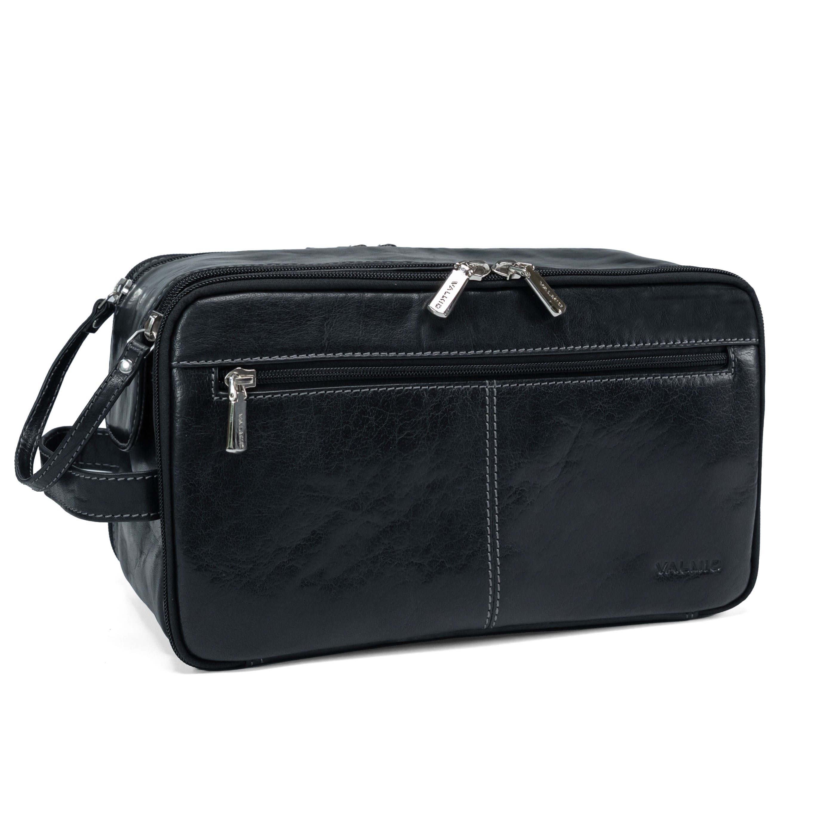Trousse de toilette en cuir Valmio Focus noire