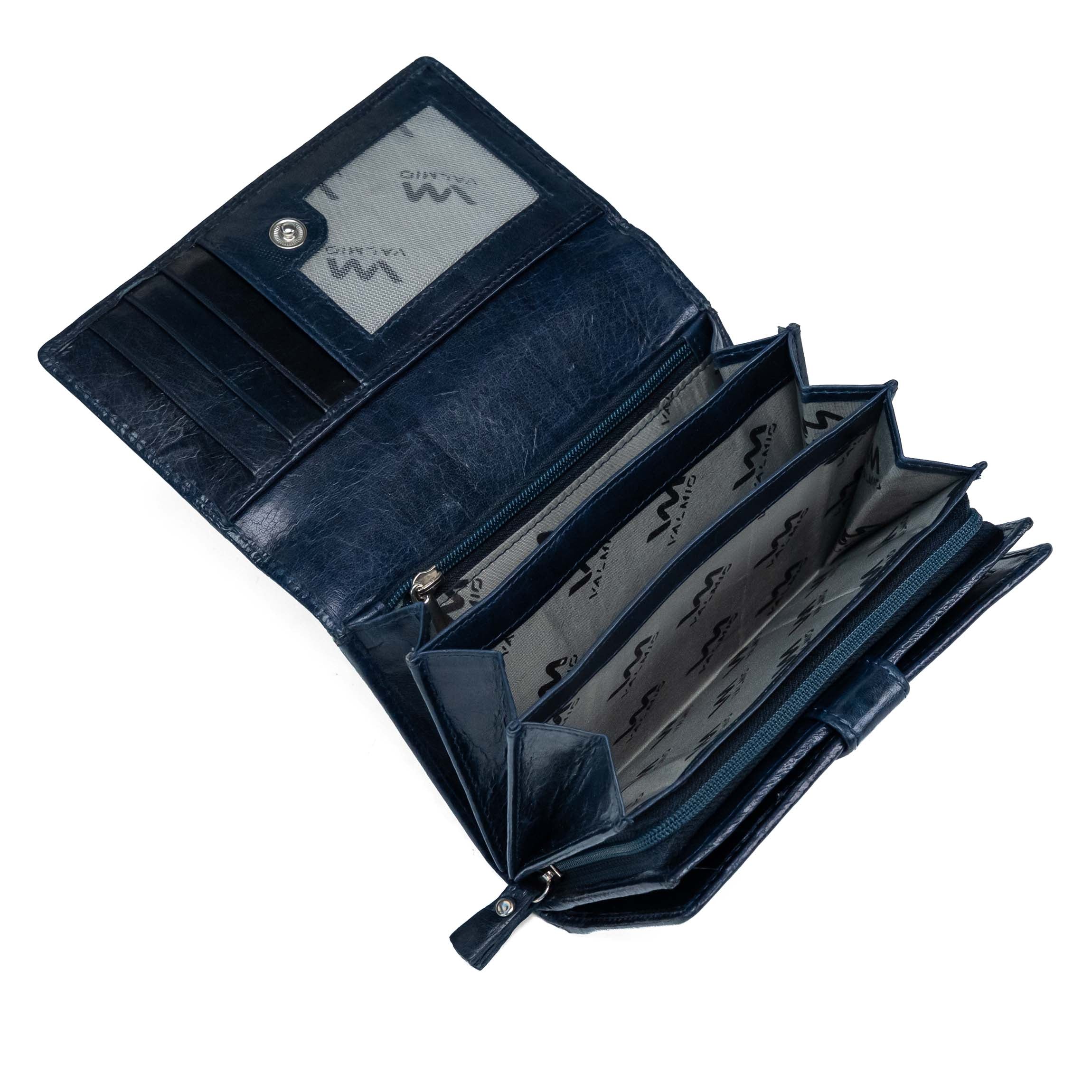 Leren damesportemonnee Valmio Nyos 2430 Donkerblauw