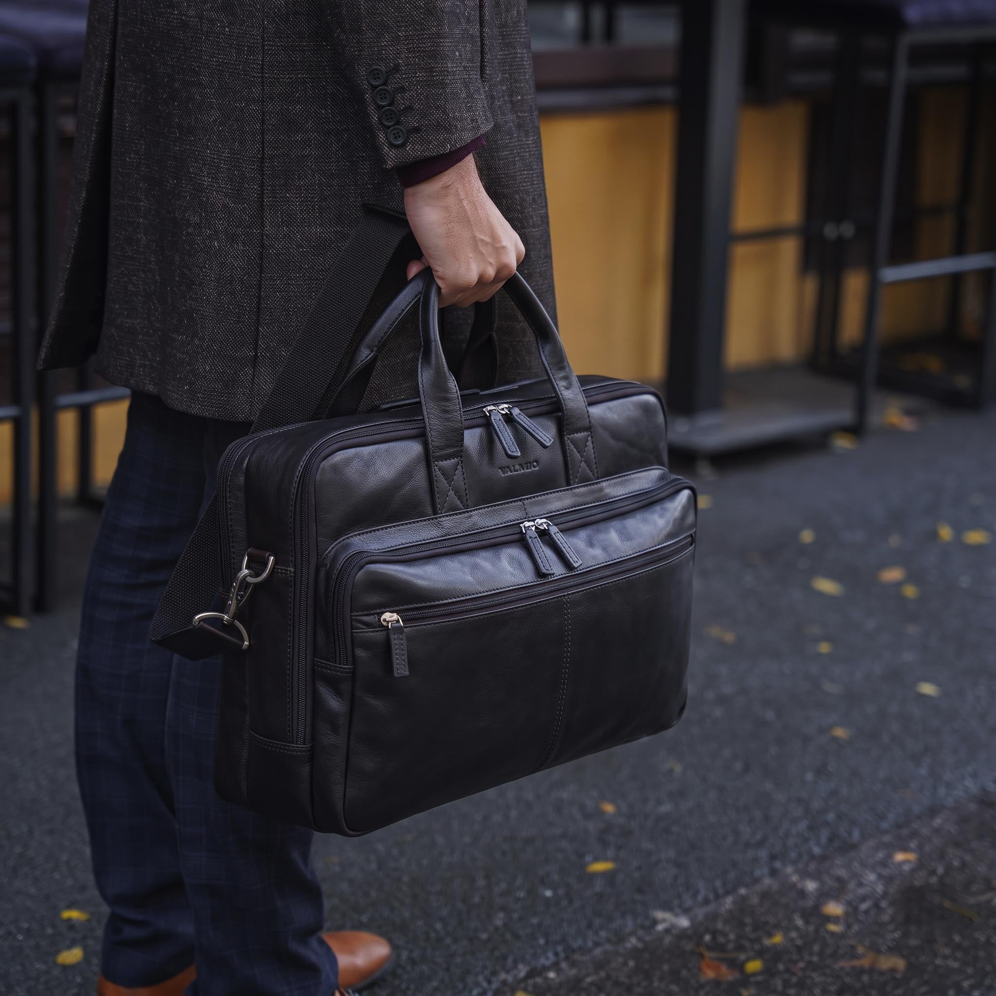 Valmio Vigo Genuine Leather Bag Black