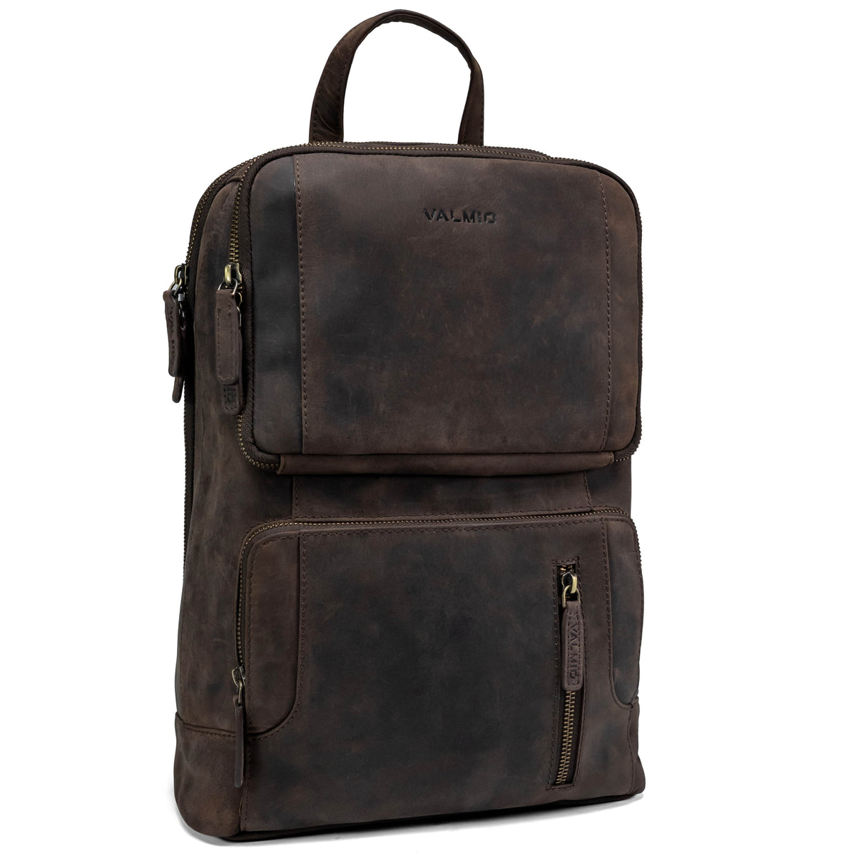 Mochila de cuero Valmio Apex marrón